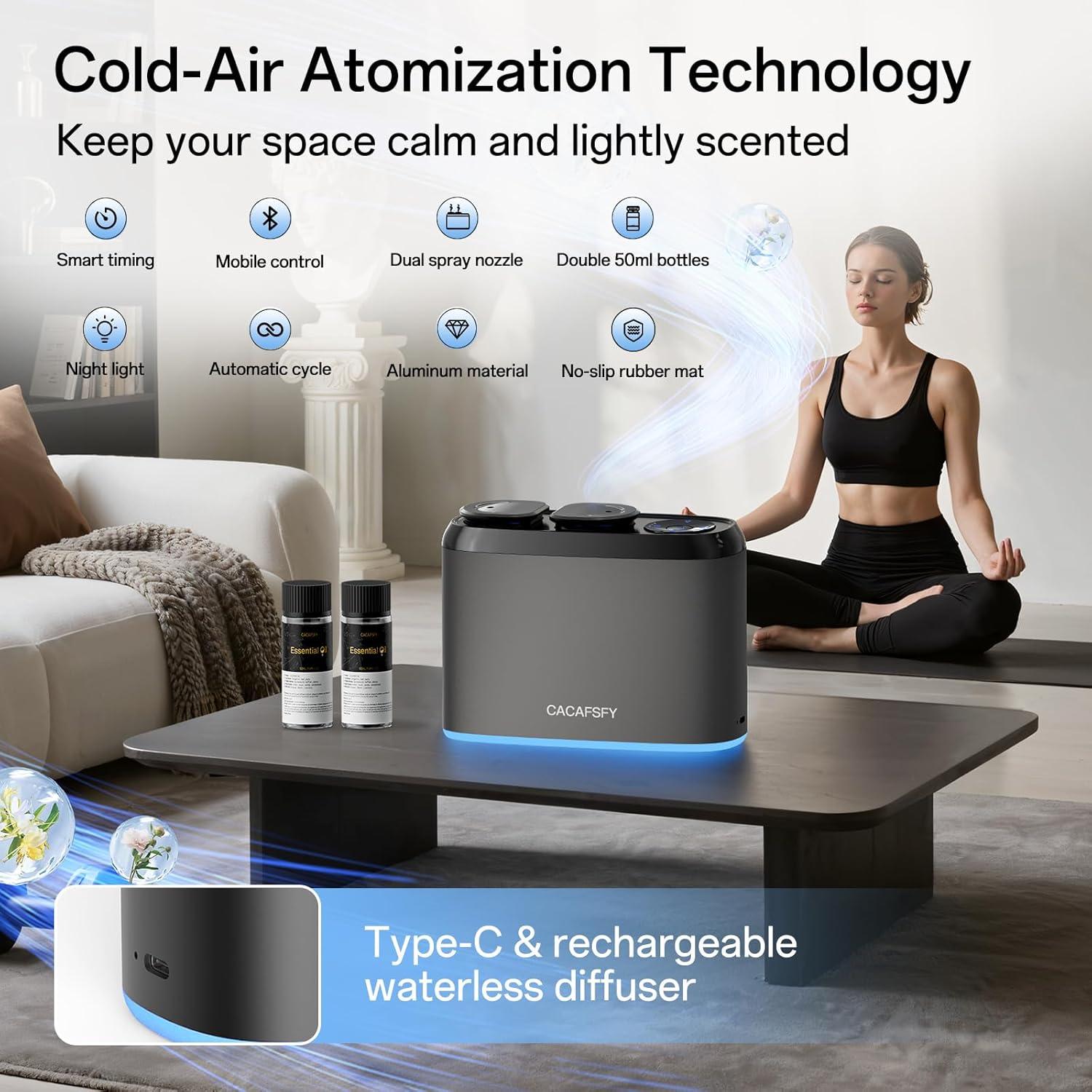 Difusor de Aroma Inteligente CACAFSFY - Sin Agua, 2 Aceites 50ml