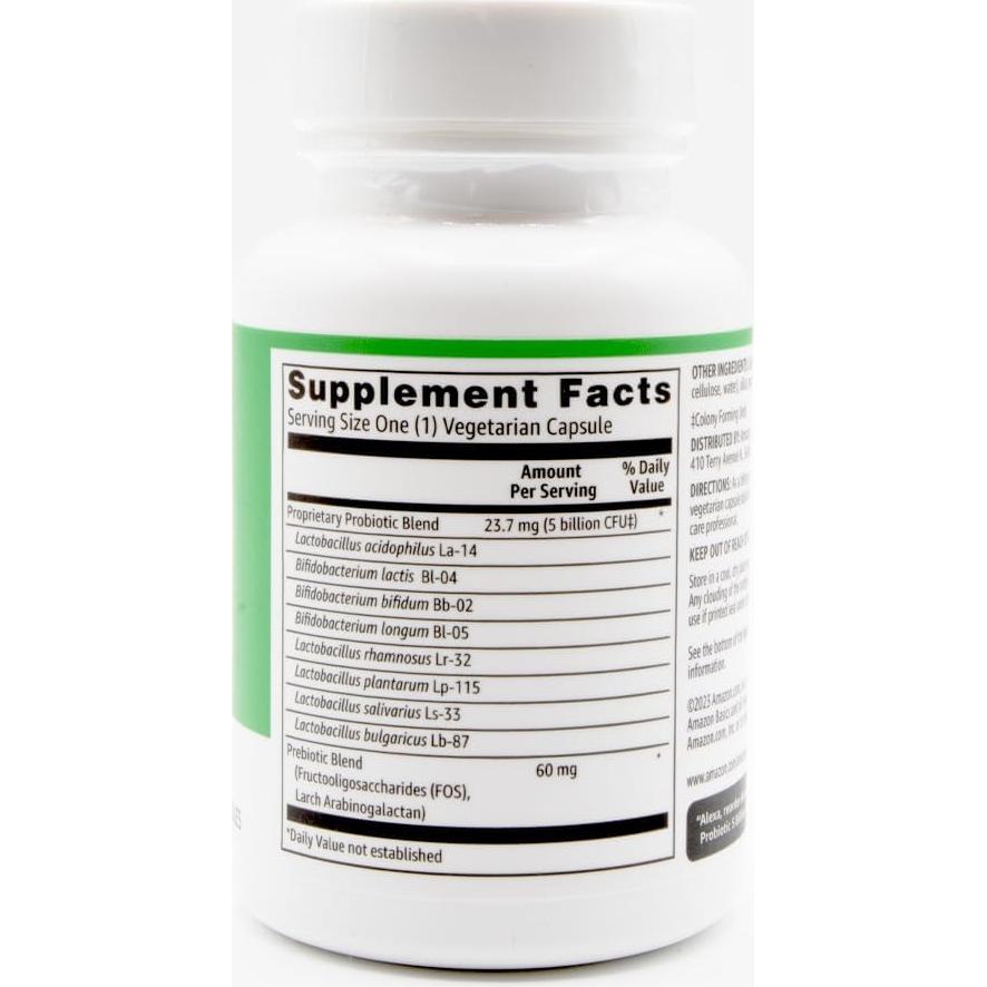 Probiotico Amazon Basics 5 Mil Millones CFU 60 Cápsulas Vegetarianas