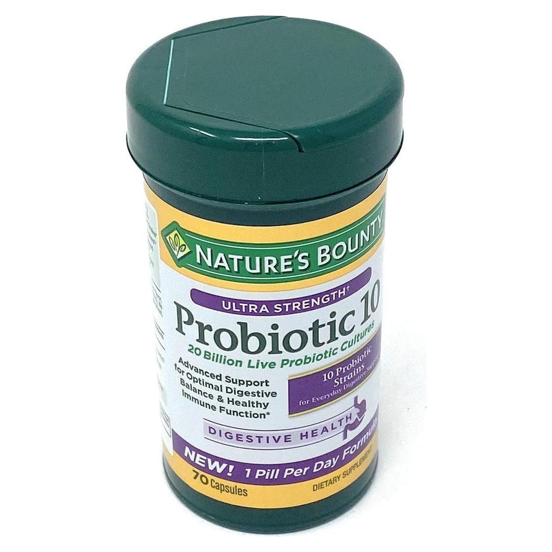 Probiotico Ultra Fuerte 10 Nature's Bounty 70 Cápsulas