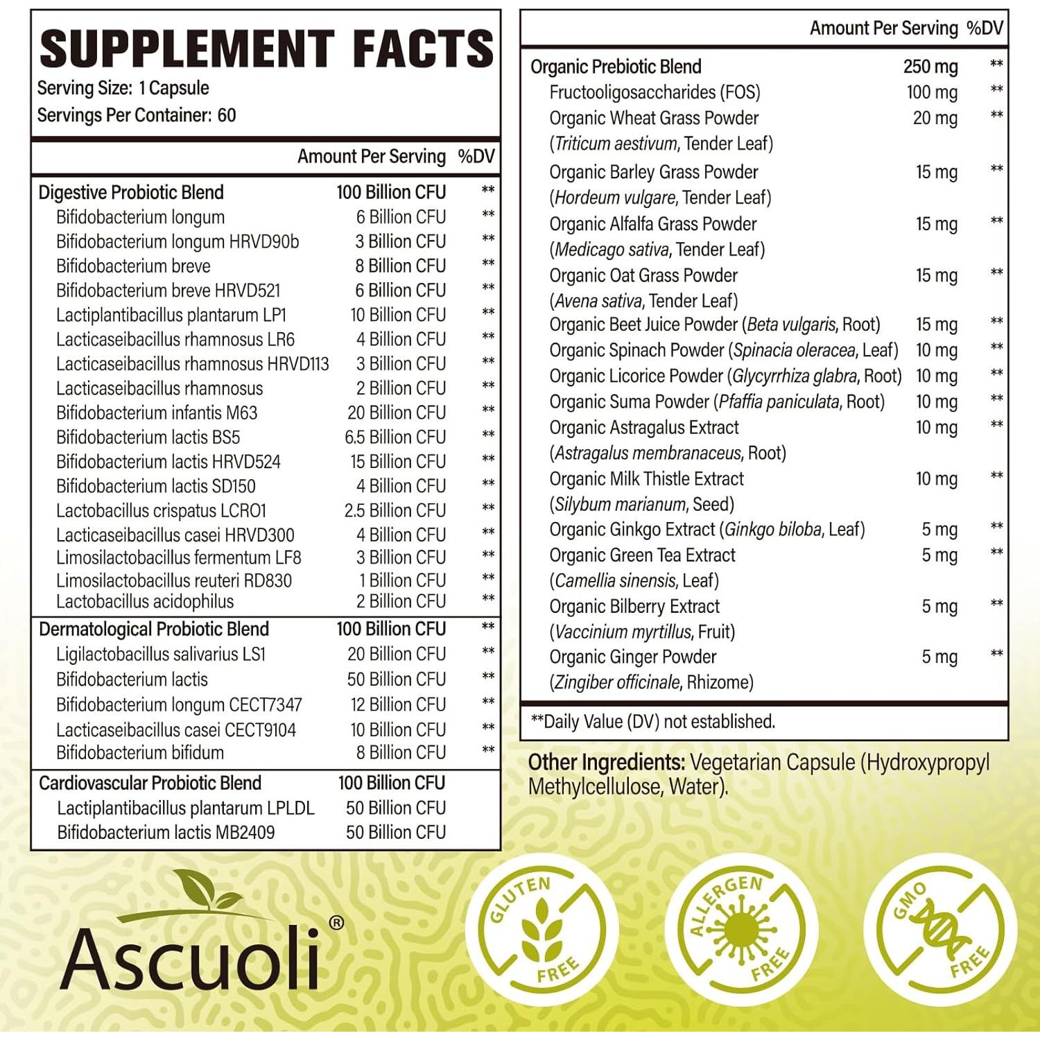 Probioticos Ascuoli 300 Mil Millones CFU 60 Cápsulas