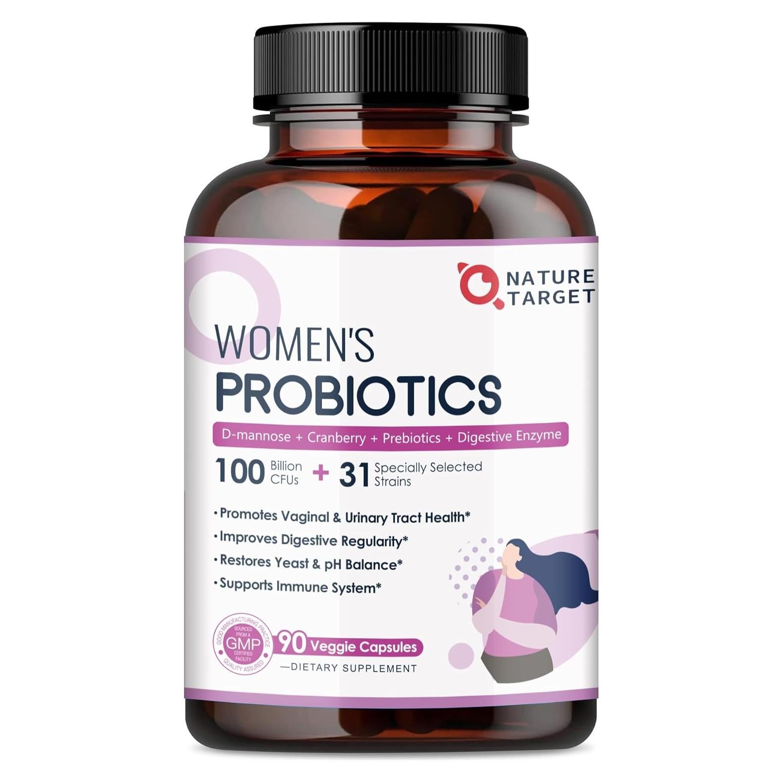 Probioticos para Mujeres NATURE TARGET 100 Mil CFUs 90 Cápsulas