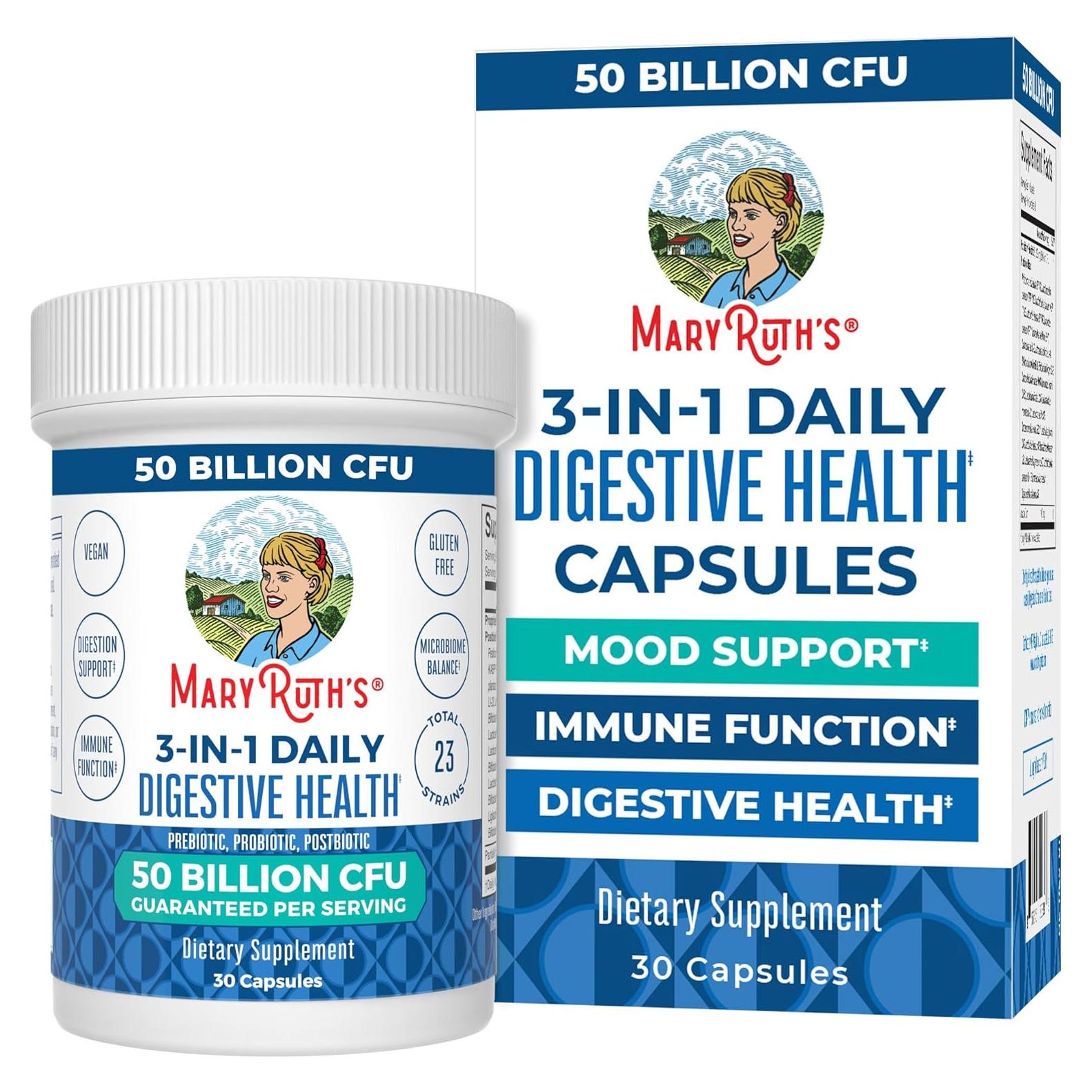 Suplemento Probiotico MaryRuth 3 en 1 Salud Digestiva 50 Mil M