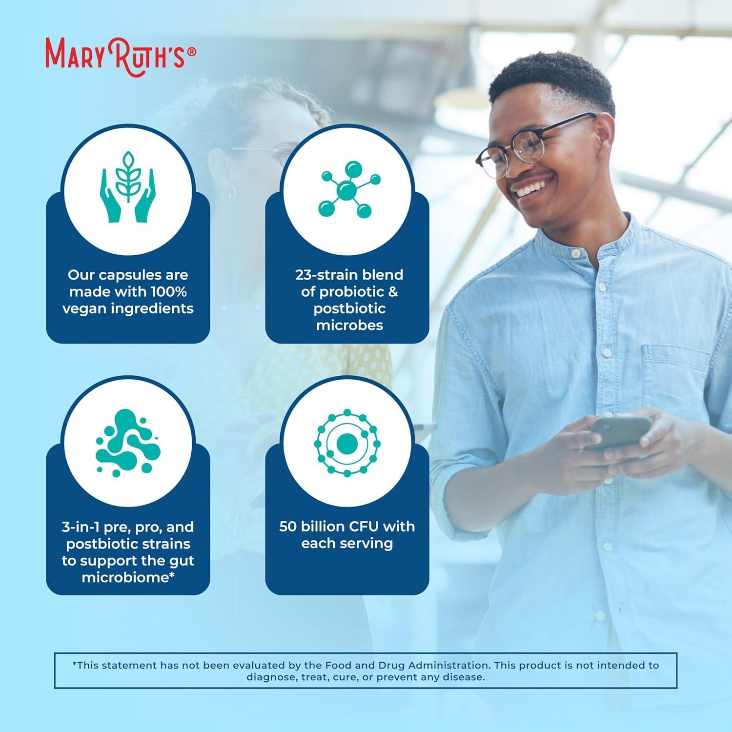 Suplemento Probiotico MaryRuth 3 en 1 Salud Digestiva 50 Mil M