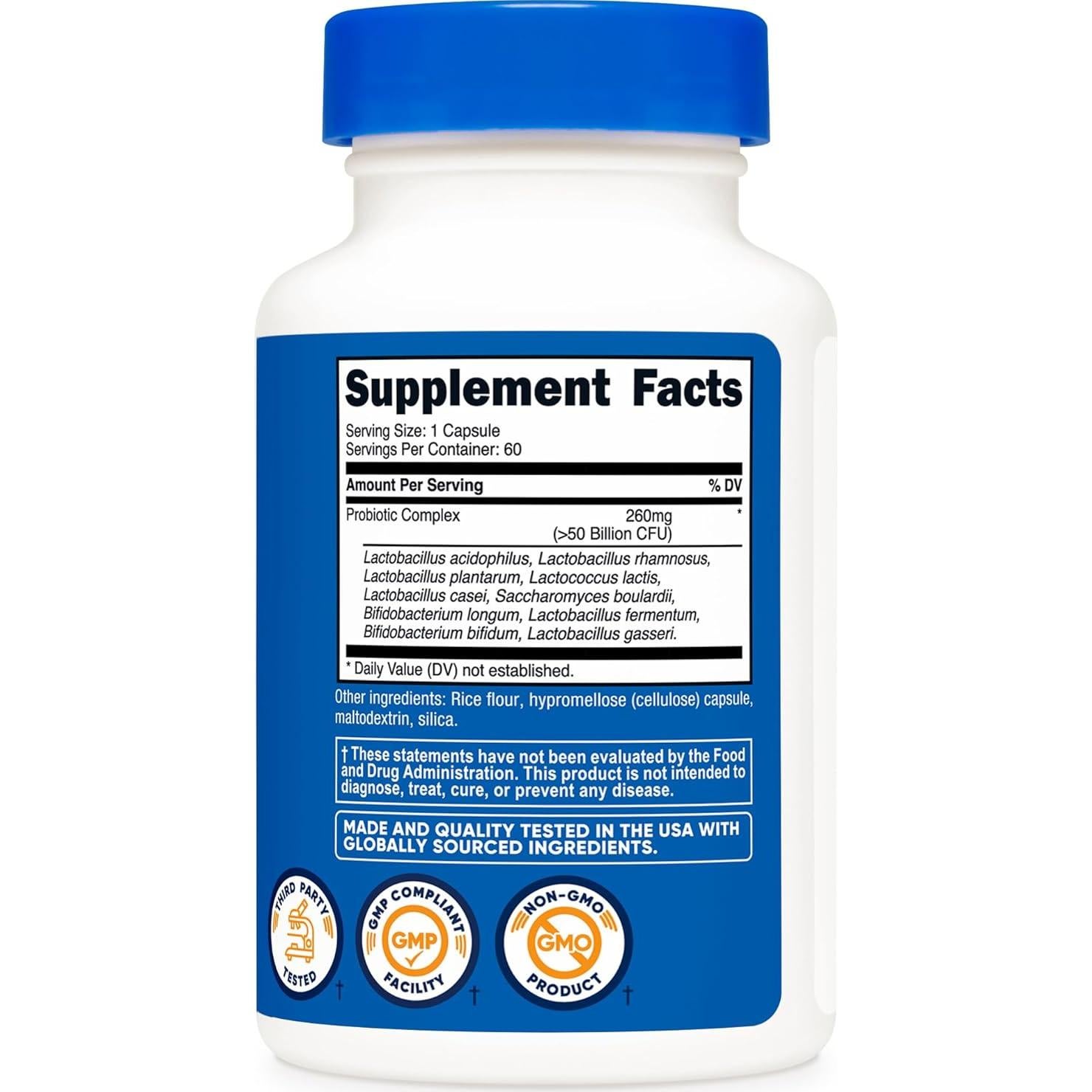 Complejo Probiotico Nutricost 50 Mil Millones CFU 60 Cápsulas