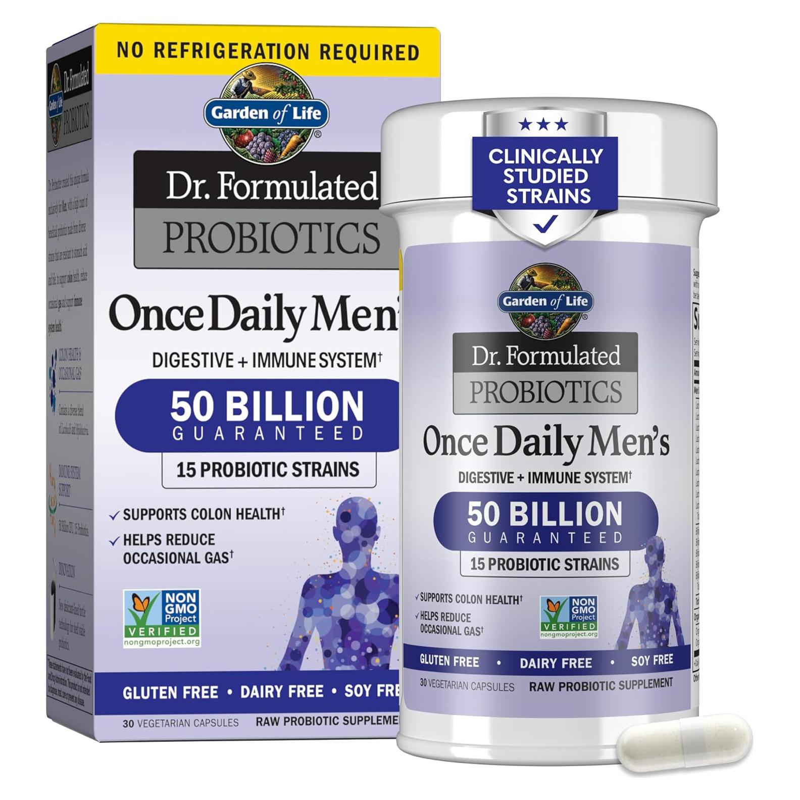 Probioticos para Hombres Jardín de la Vida 50 Mil Millones CFU 30 Cápsulas