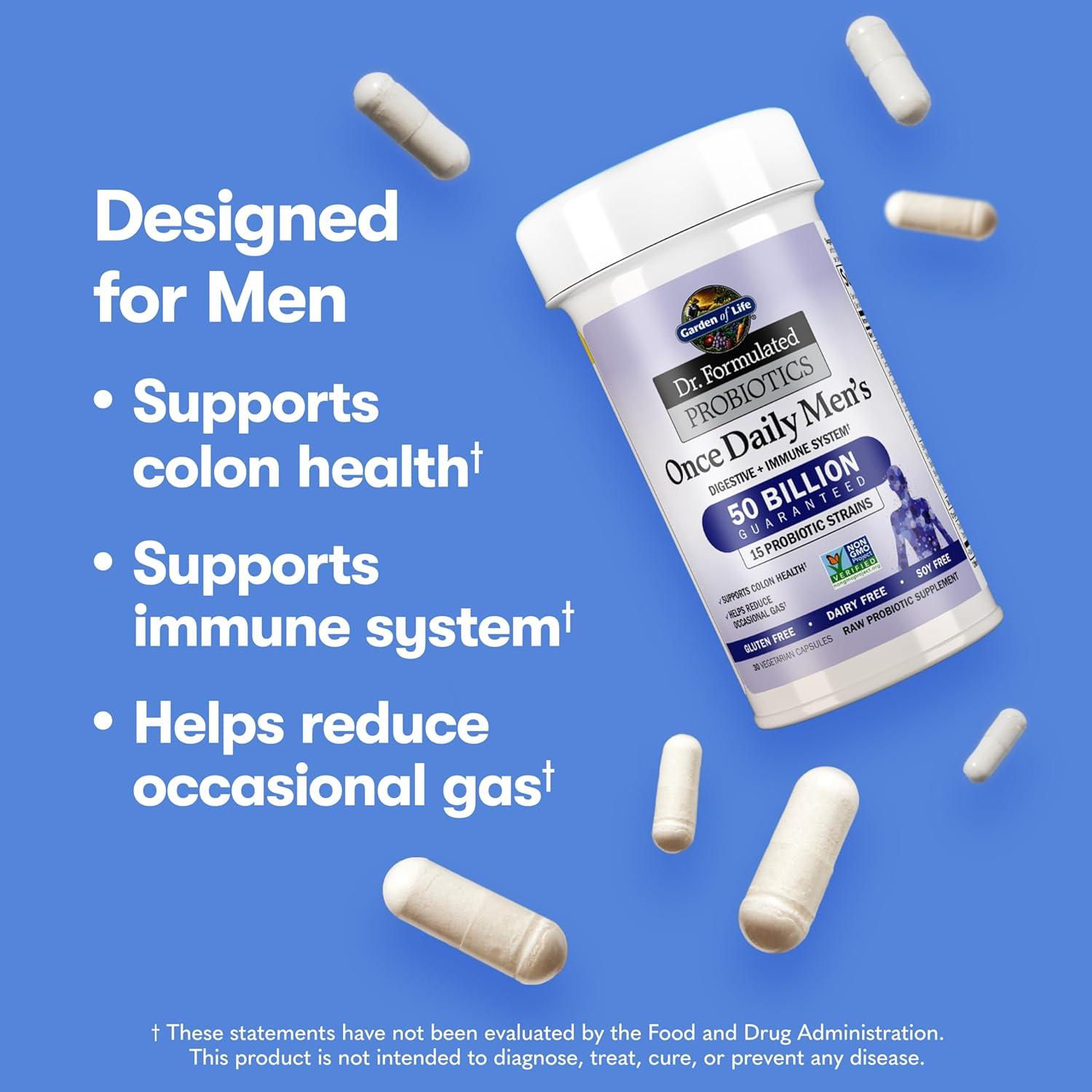 Probioticos para Hombres Jardín de la Vida 50 Mil Millones CFU 30 Cápsulas