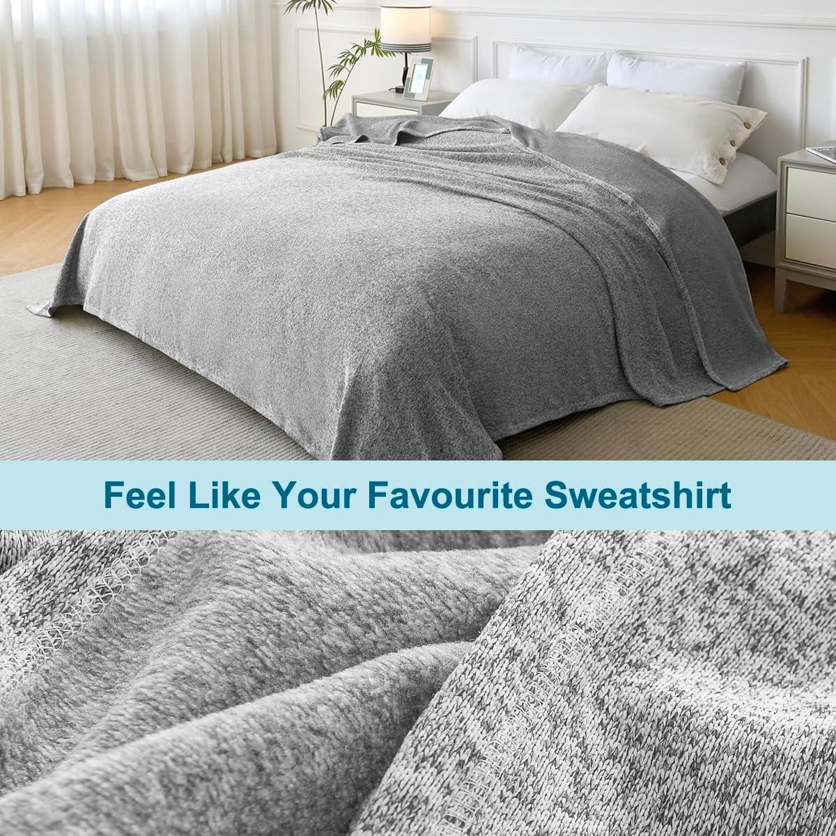 Manta de Sudadera KAWAHOME King 274x229 cm Gris Jaspeado