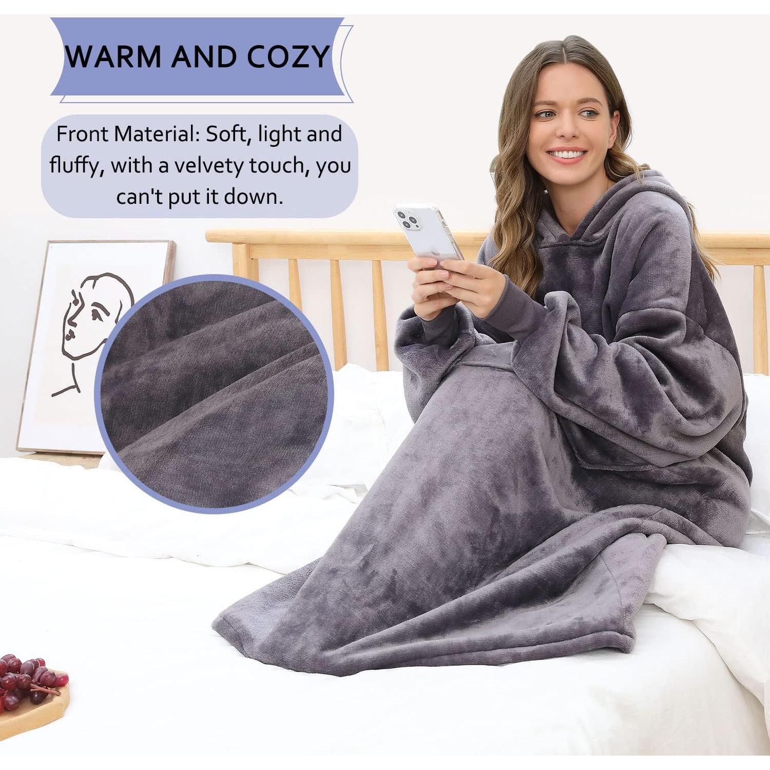 Sudadera Manta FUSSEDA Grande Forro Polar Gris Oscuro