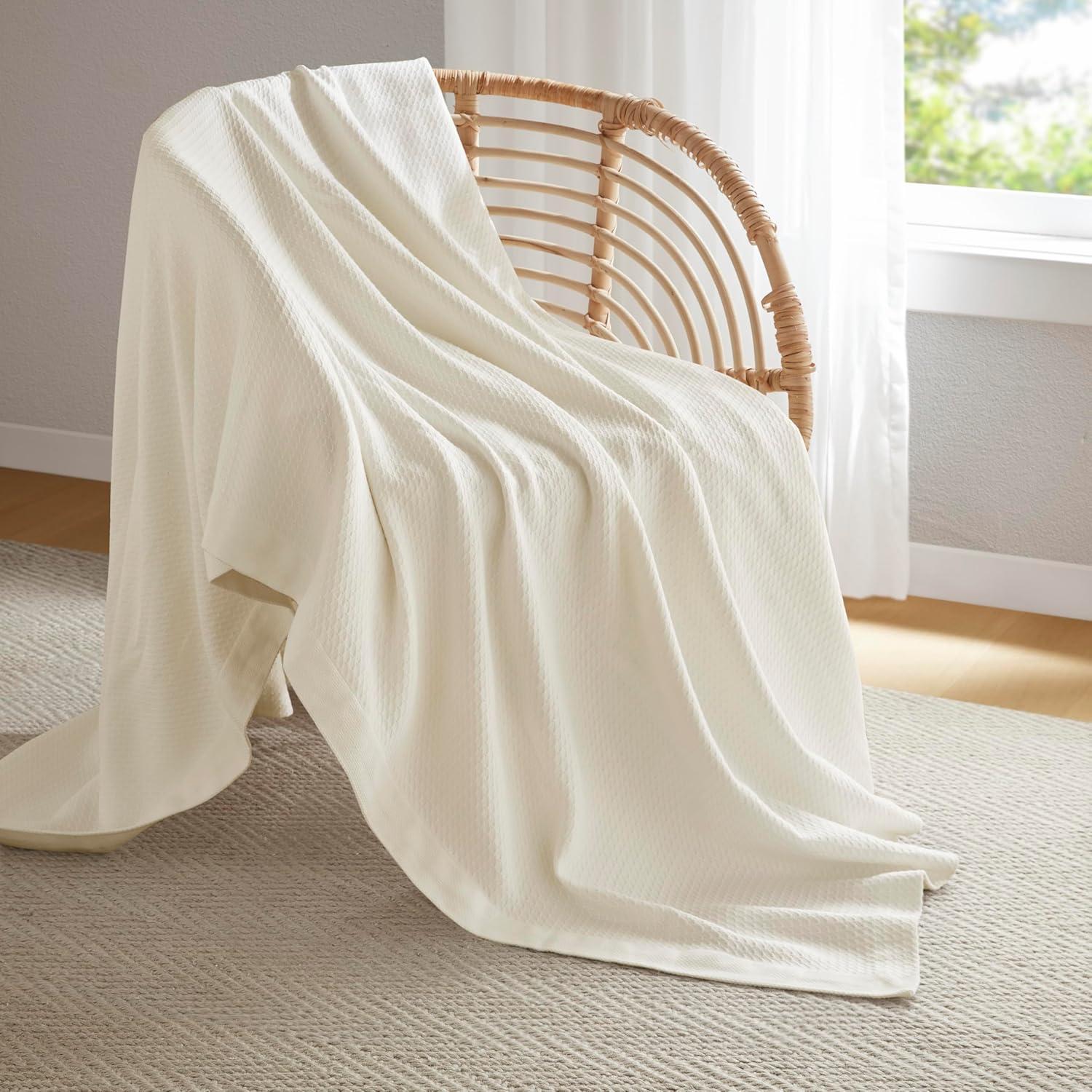 Manta Individual Madison Park 100% Algodón Egipcio Crema