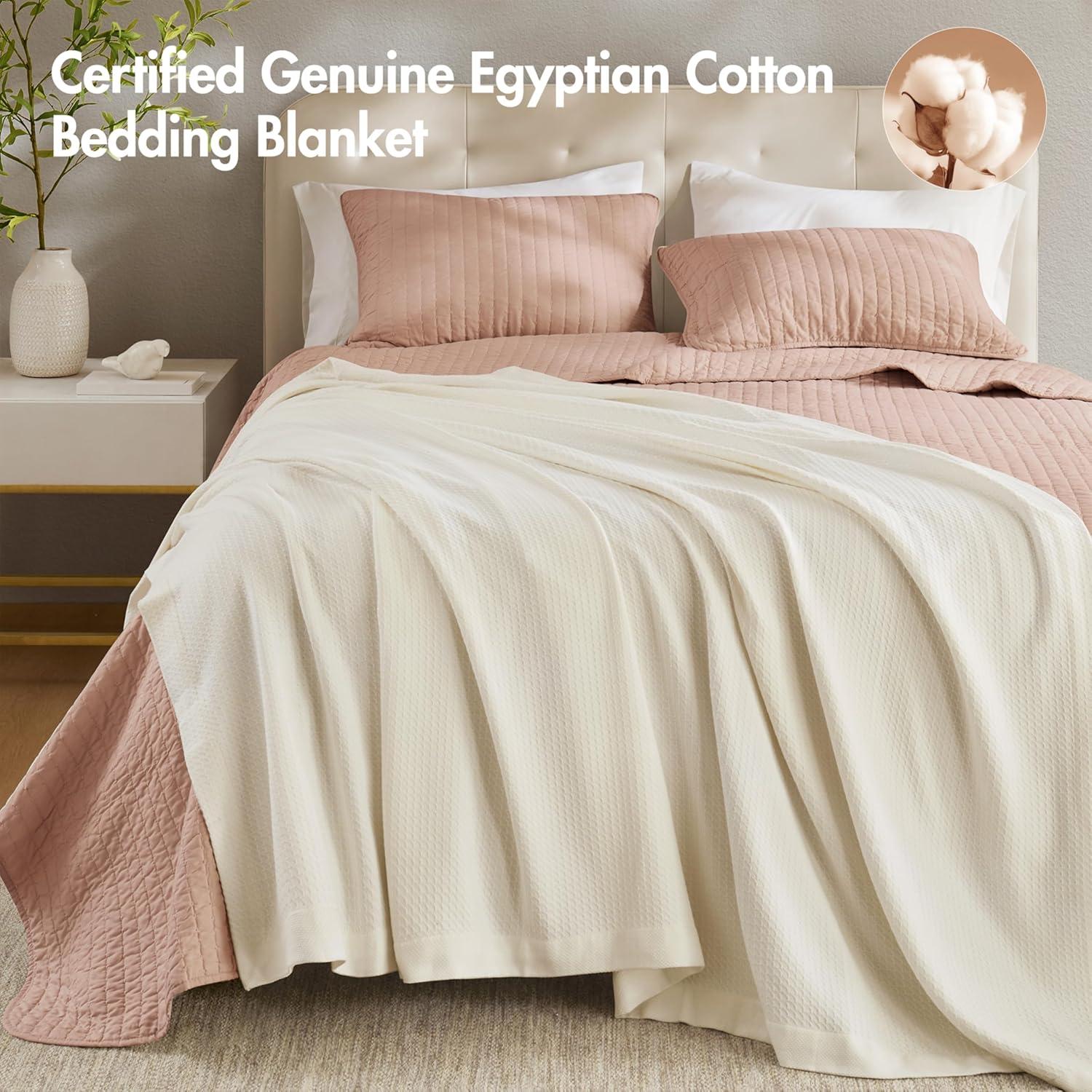 Manta Individual Madison Park 100% Algodón Egipcio Crema