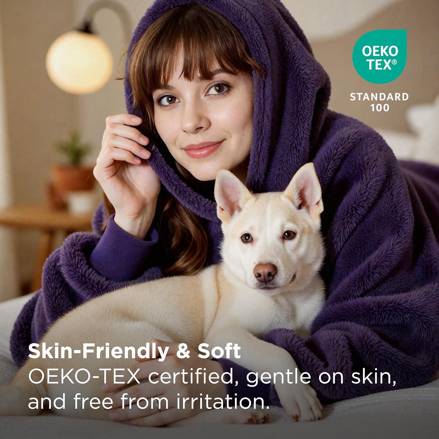 Manta con Capucha Bedsure Sobredimensionada Púrpura Oscuro