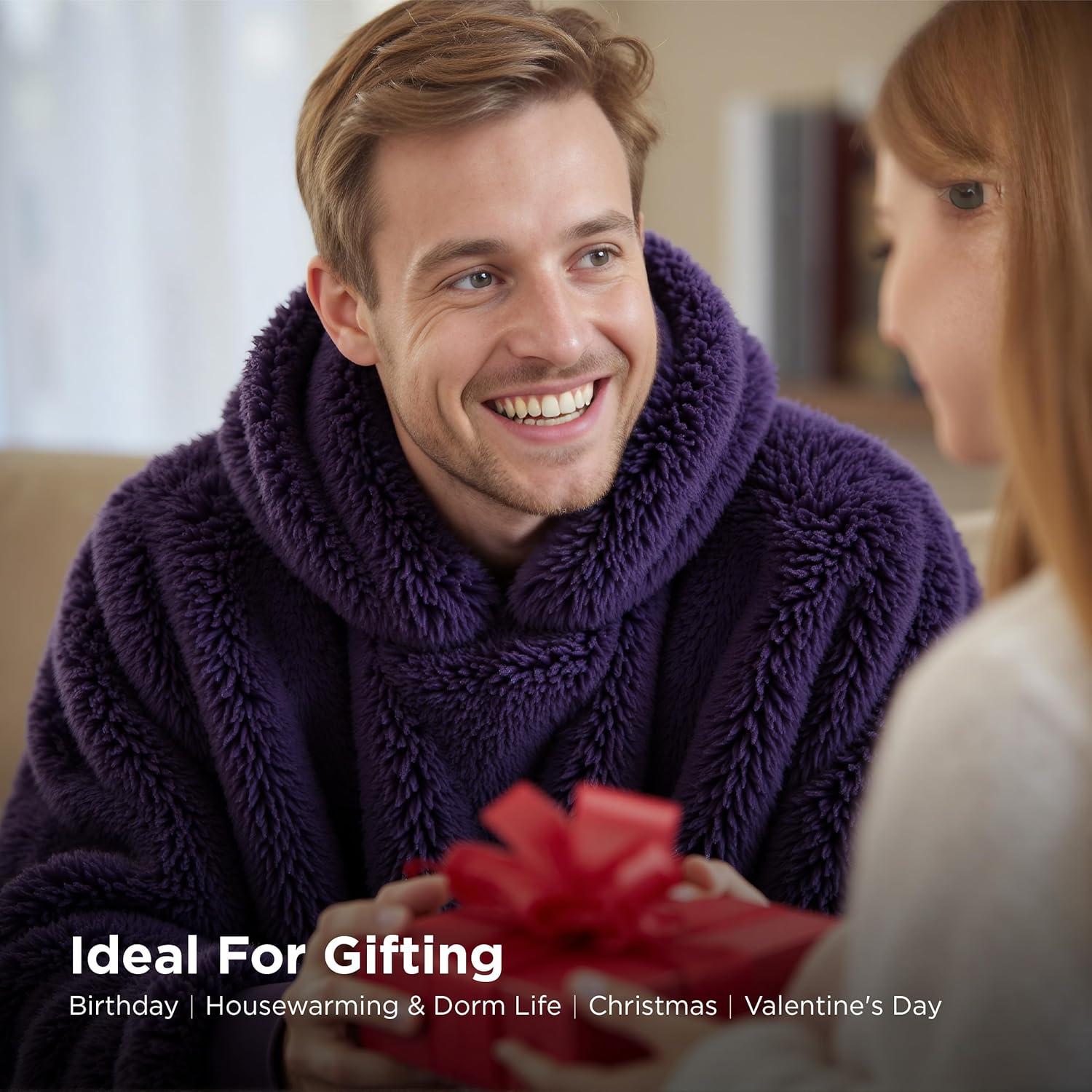 Manta con Capucha Bedsure Sobredimensionada Púrpura Oscuro