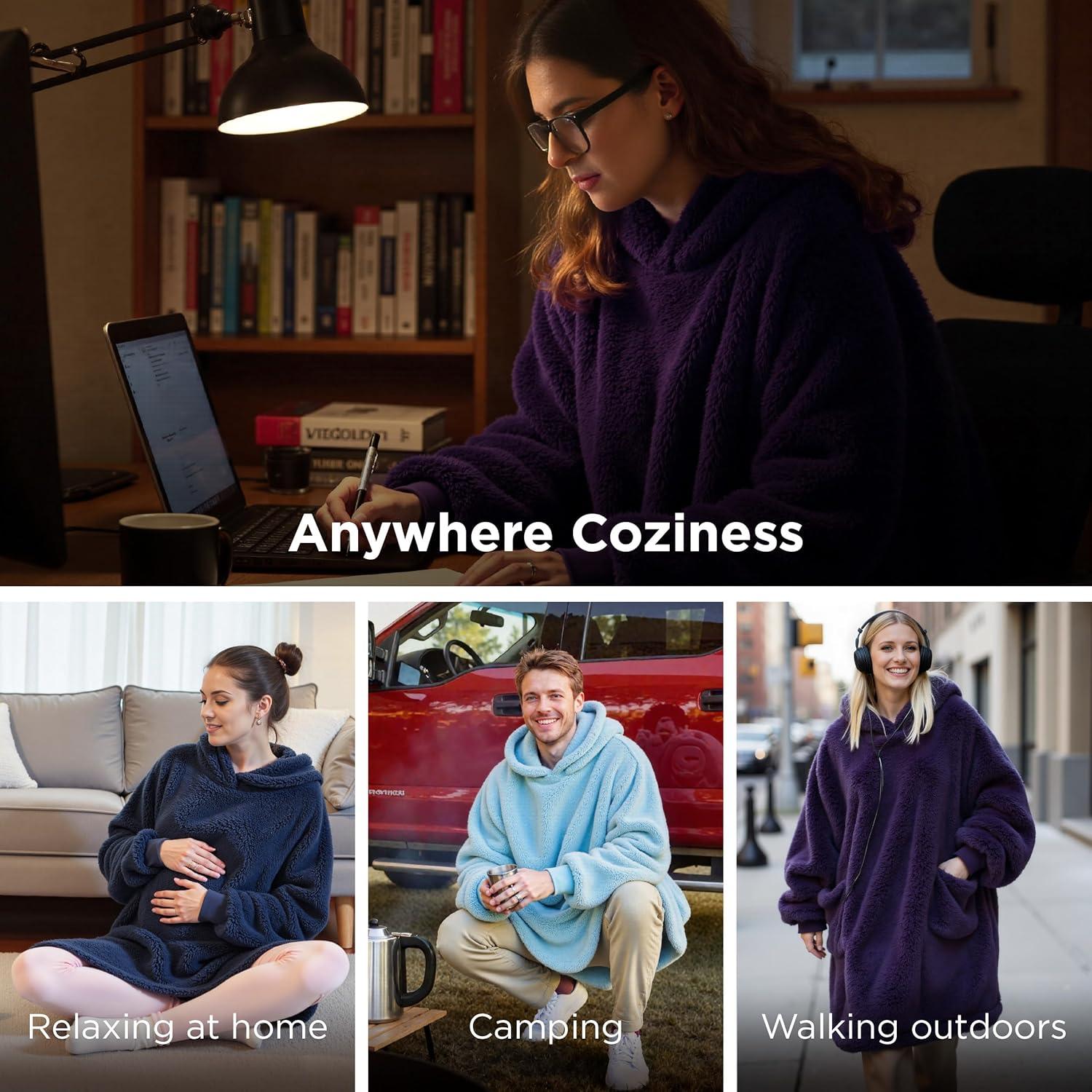 Manta con Capucha Bedsure Sobredimensionada Púrpura Oscuro