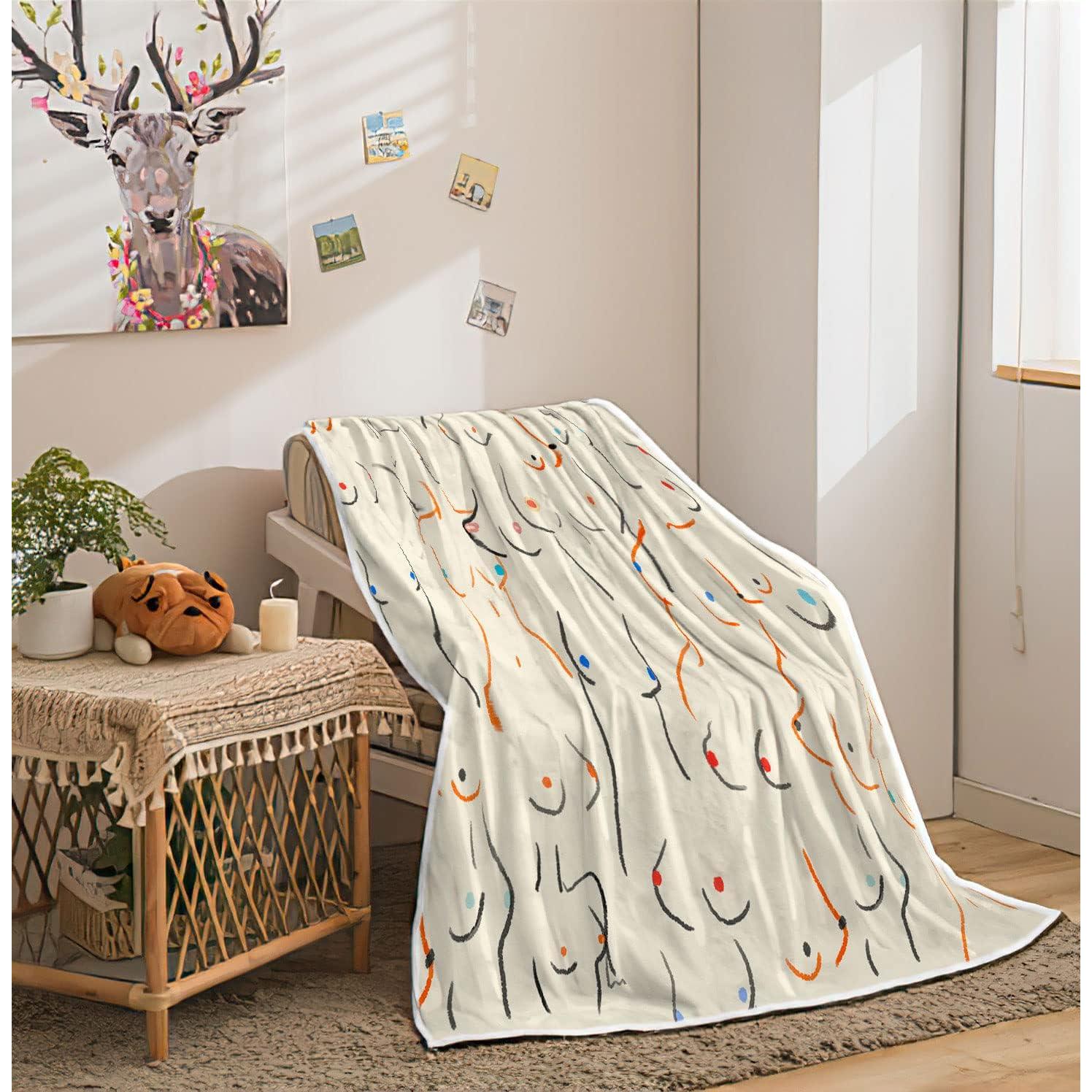 Manta de viaje JAWO 152x203 cm forro polar floral beige