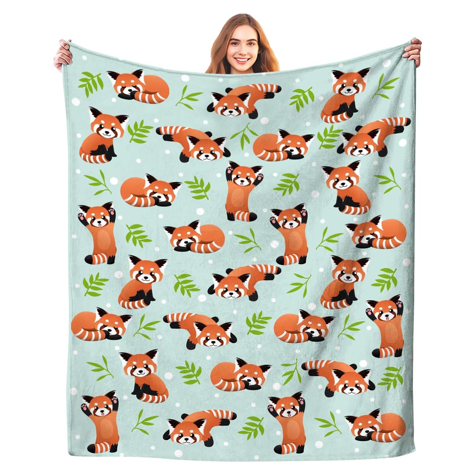 Manta de Franela Probiotics Panda Rojo 152x127 cm Suave