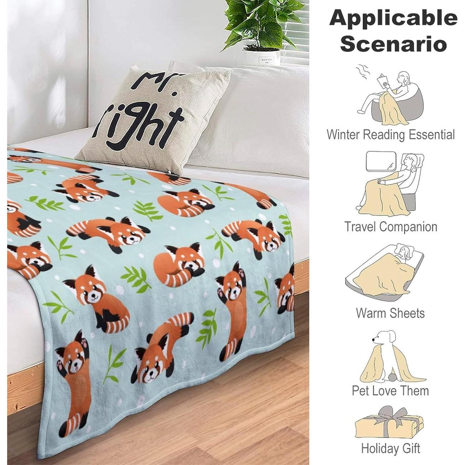 Manta de Franela Probiotics Panda Rojo 152x127 cm Suave