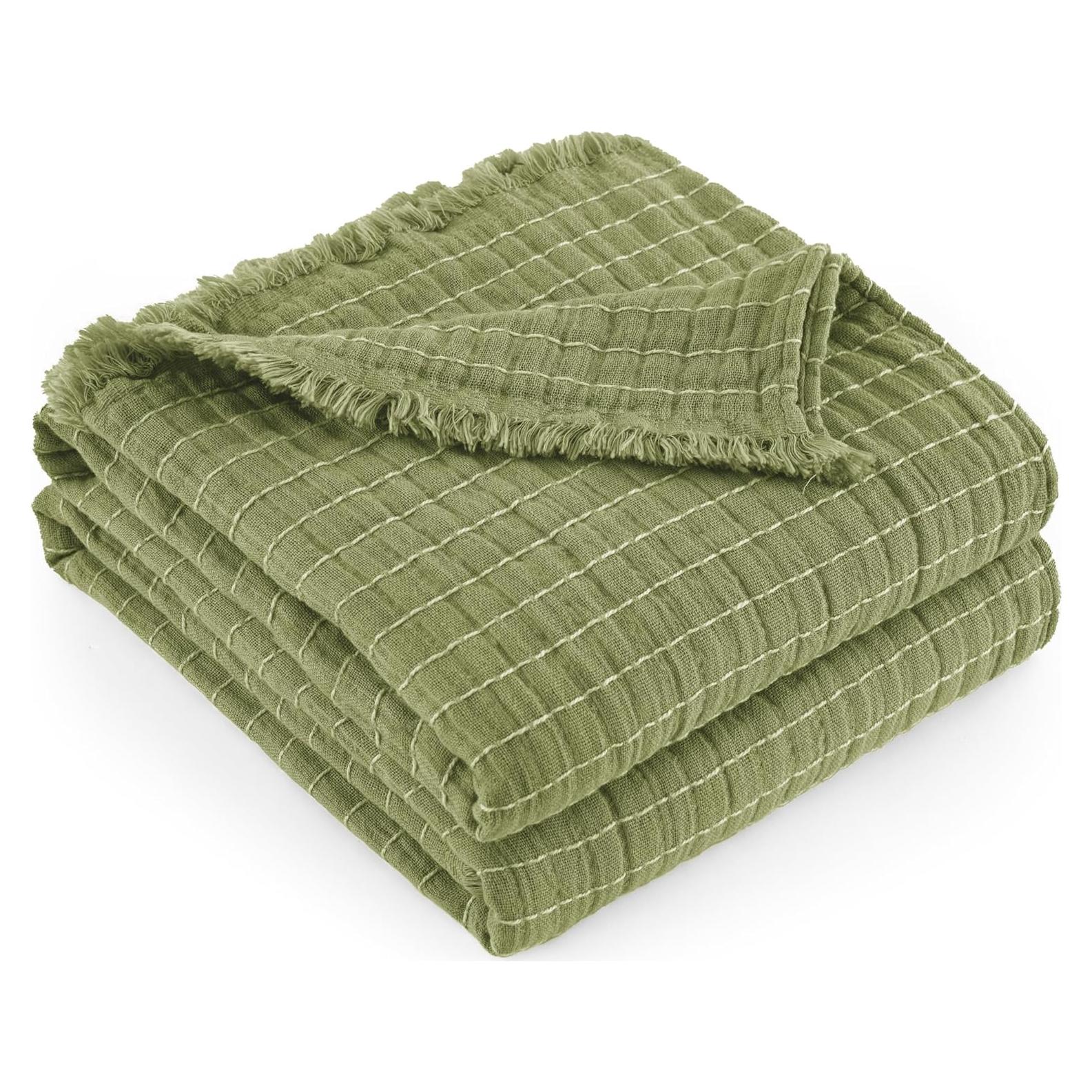 Manta de Muselina GINAMUSE 100% Algodón Verde Salvia 152x229cm