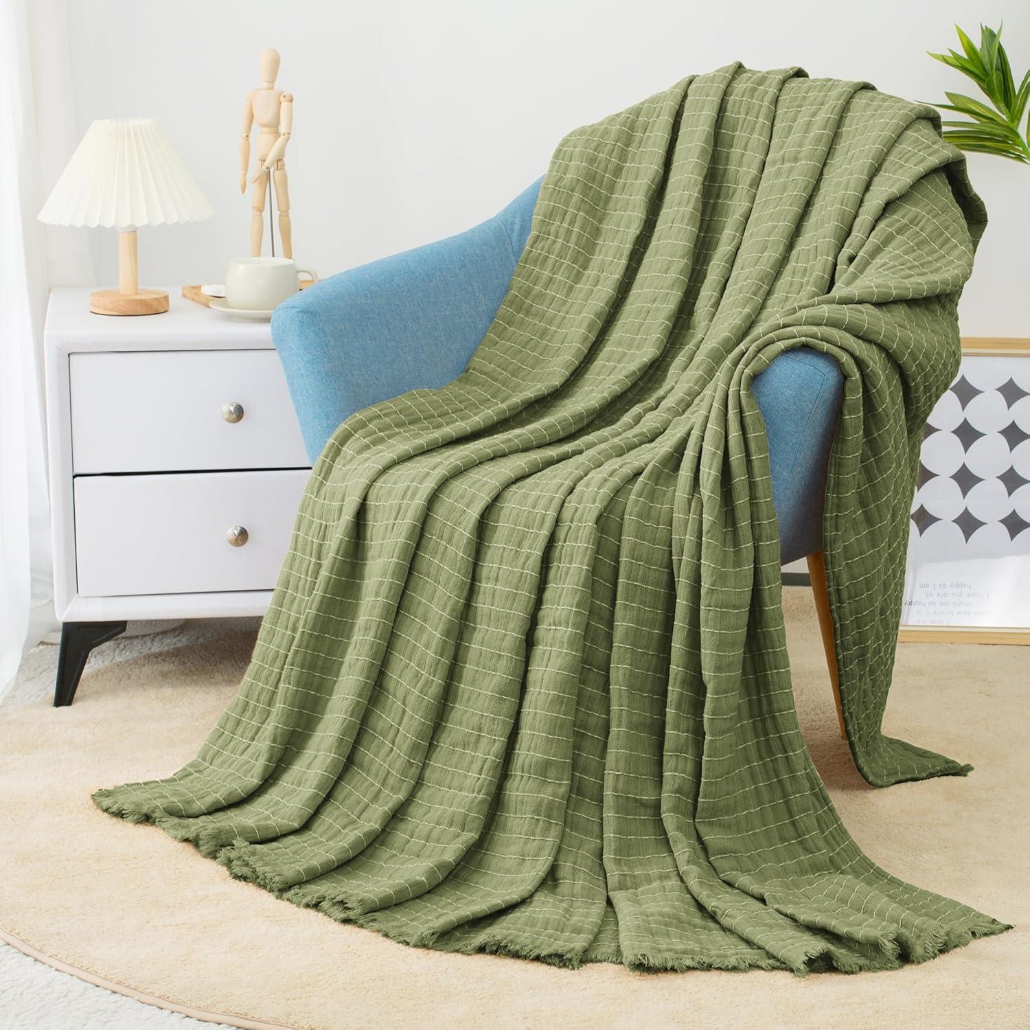 Manta de Muselina GINAMUSE 100% Algodón Verde Salvia 152x229cm