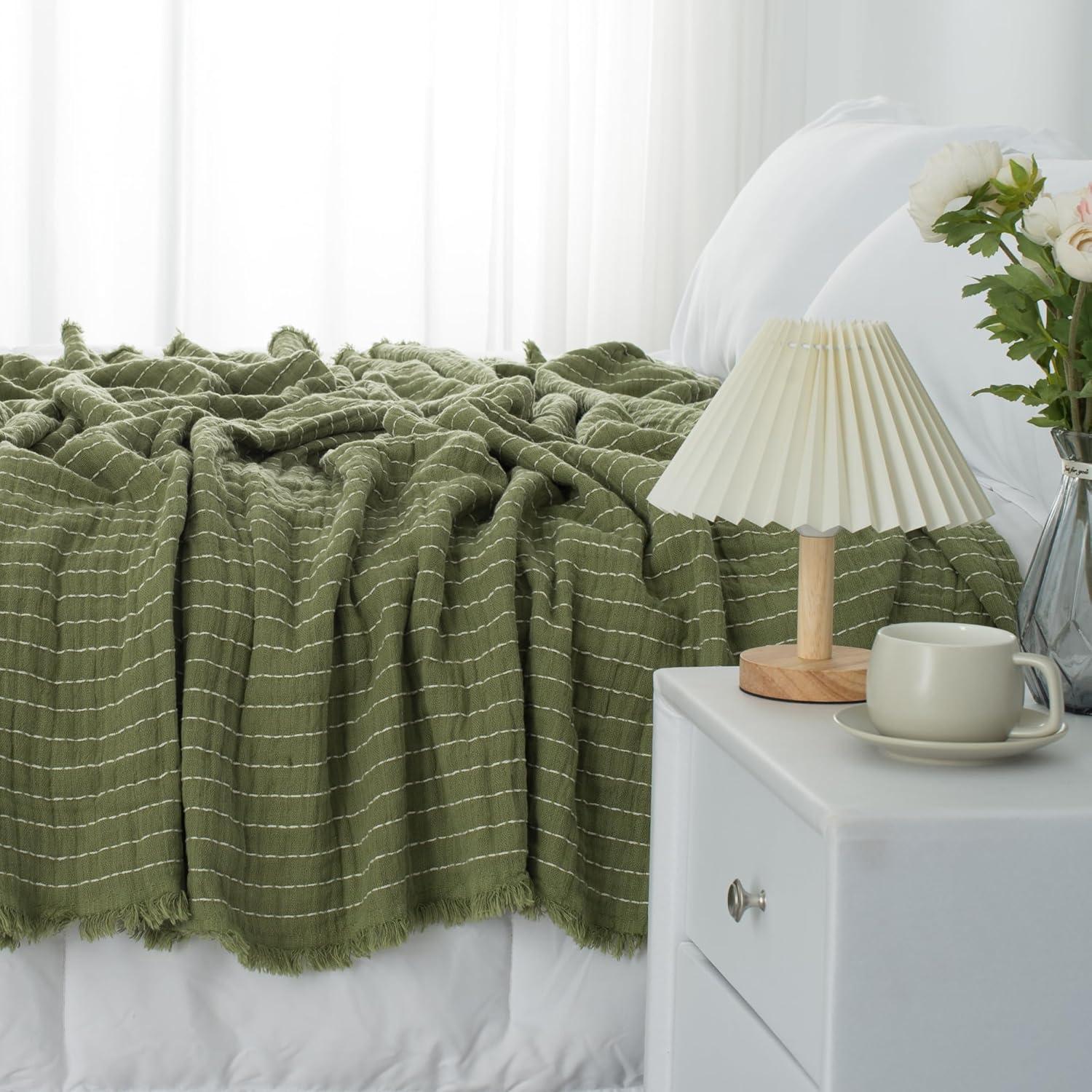 Manta de Muselina GINAMUSE 100% Algodón Verde Salvia 152x229cm