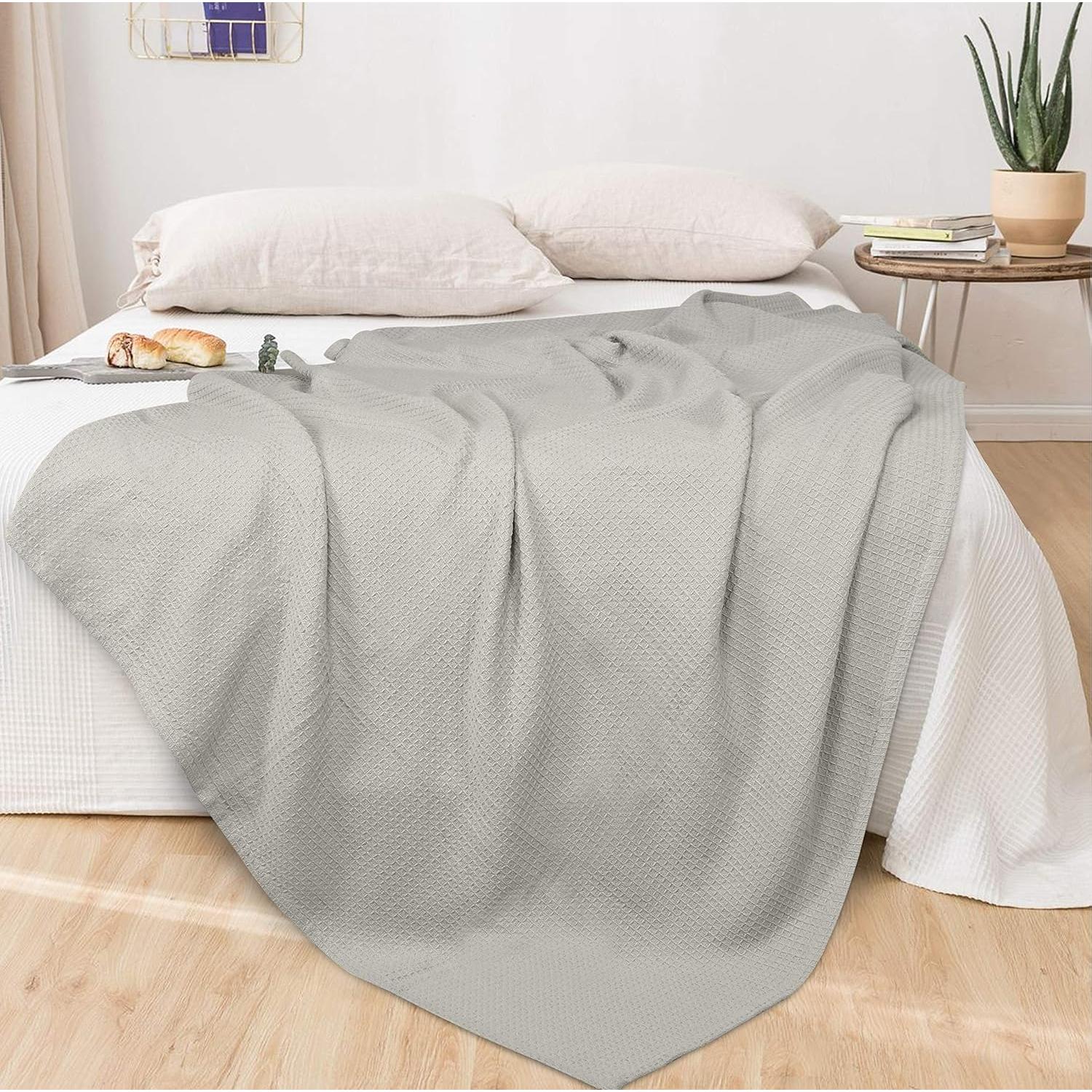 Manta Térmica Twin 100% Algodón GLAMBURG Gris Claro 152x229 cm