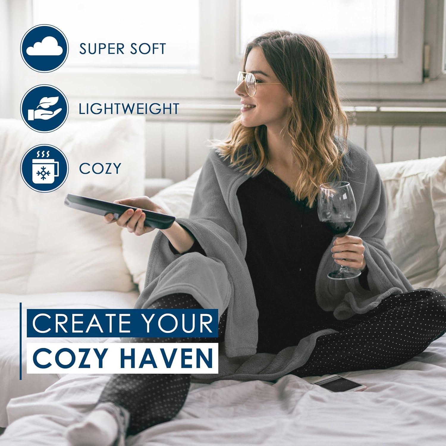 Manta de forro polar King Martex gris, suave y lavable