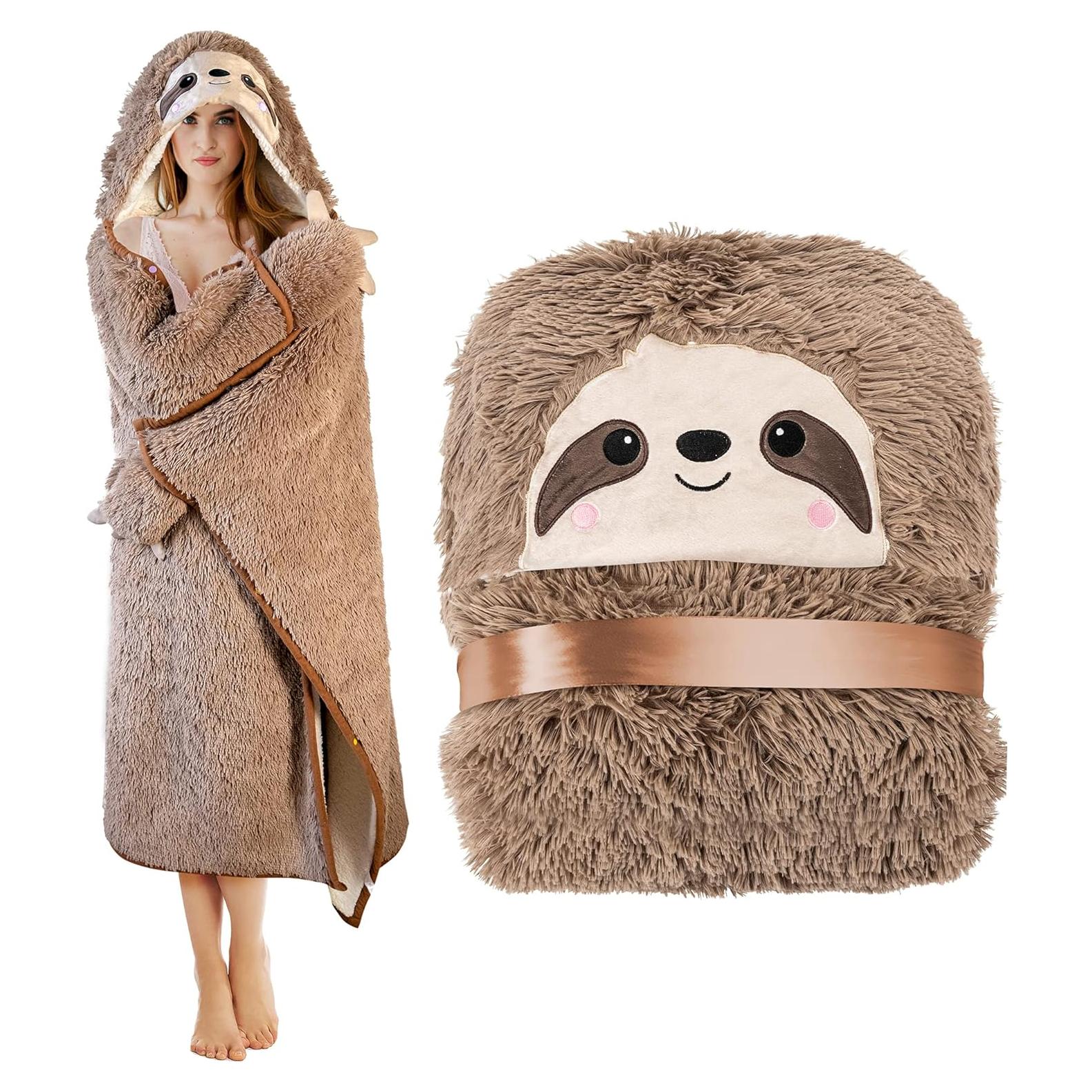 Manta con Capucha Happy Fuel Perezoso 152x132 cm Sherpa