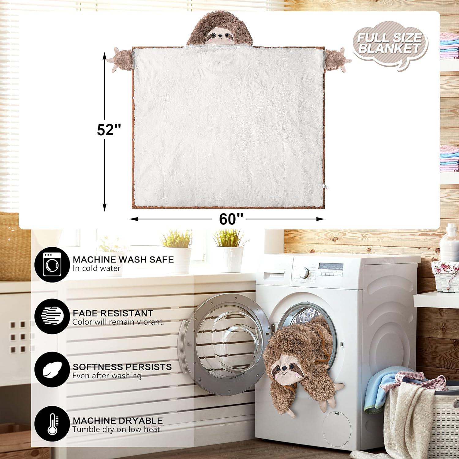 Manta con Capucha Happy Fuel Perezoso 152x132 cm Sherpa