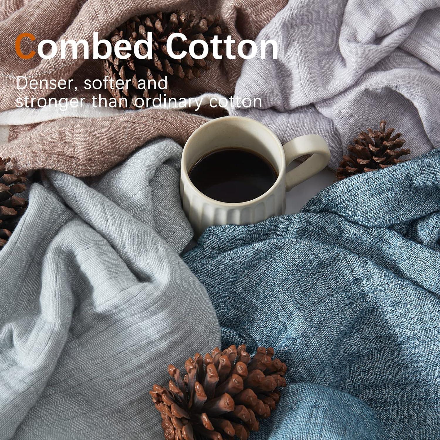 Manta de Muselina de Algodón SE SOFTEXLY 127x152 cm Azul Vintage