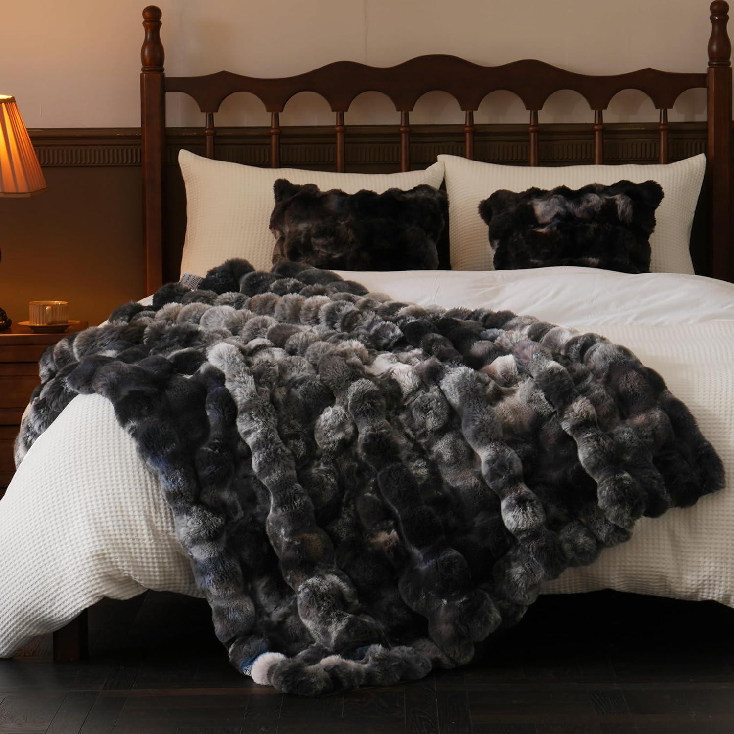 Manta de Piel Sintética BENVWE 127x152 cm Gris Tie-dye