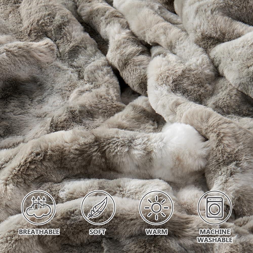 Manta de Piel Sintética Krifey 152x203 cm Gris Marmoleado