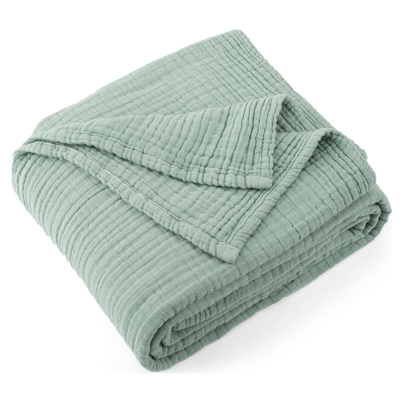 Manta de Muselina de Algodón Carriediosa Individual 100% Algodón Verde Salvia