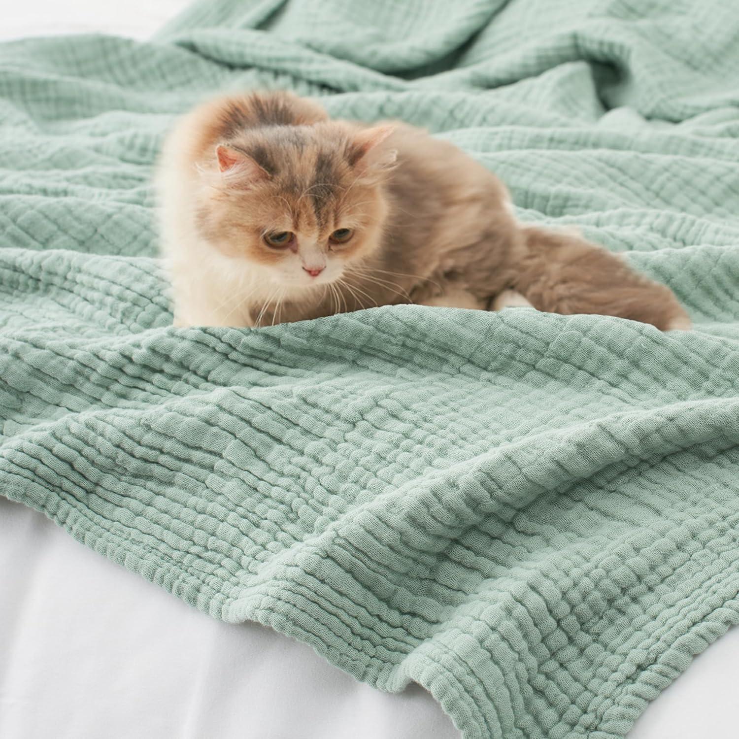 Manta de Muselina de Algodón Carriediosa Individual 100% Algodón Verde Salvia