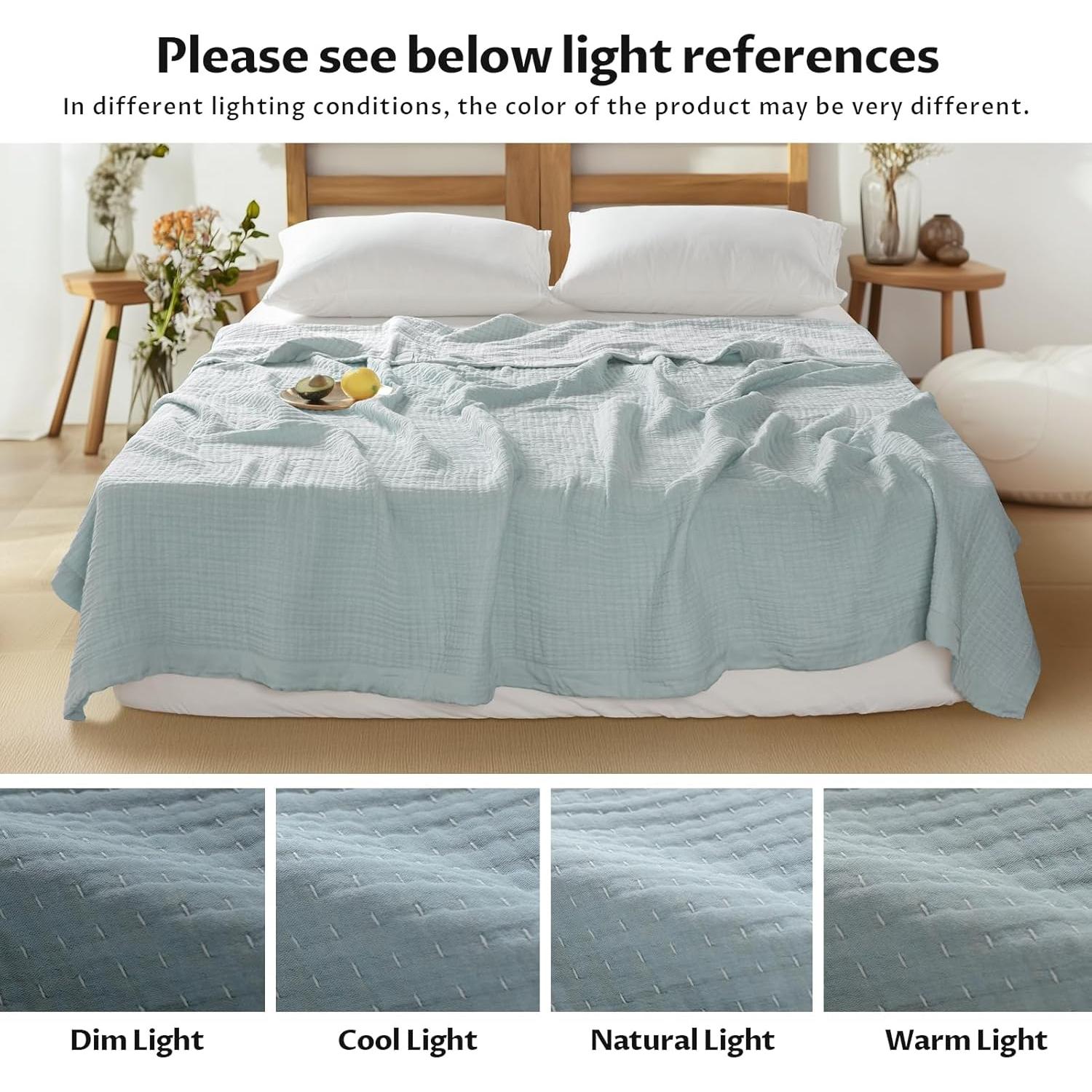 Manta de Muselina de Algodón DELIGHT HOME 127x152 cm Azul