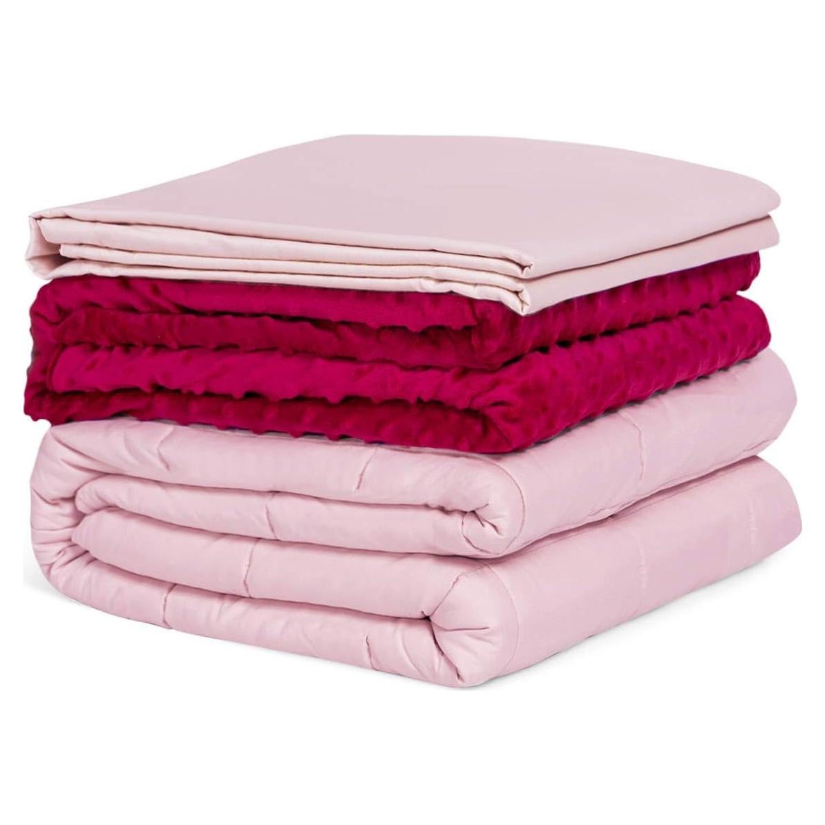 Manta con peso Giantex 60x80 cm 9 kg Rosa con 2 fundas