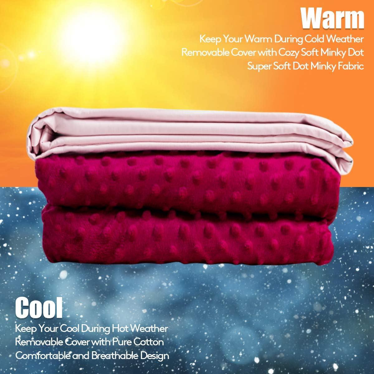 Manta con peso Giantex 60x80 cm 9 kg Rosa con 2 fundas