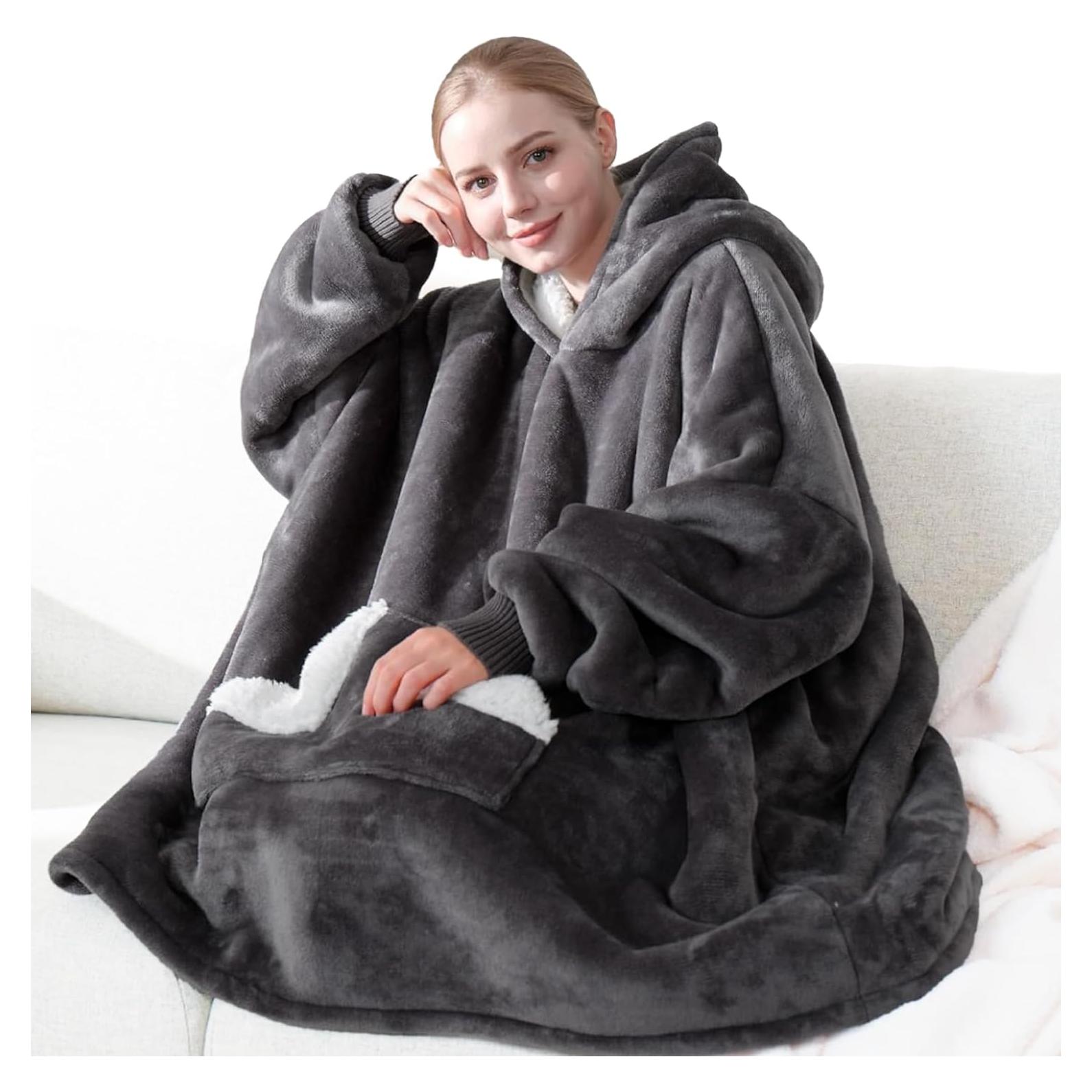 Sudadera Manta Touchat Sherpa y Fleece para Adultos - Gris