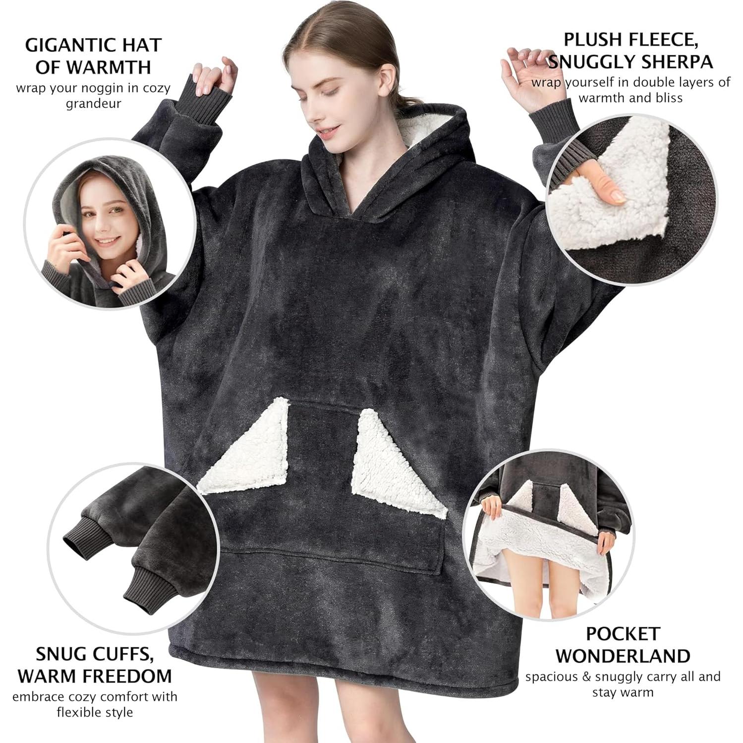 Sudadera Manta Touchat Sherpa y Fleece para Adultos - Gris