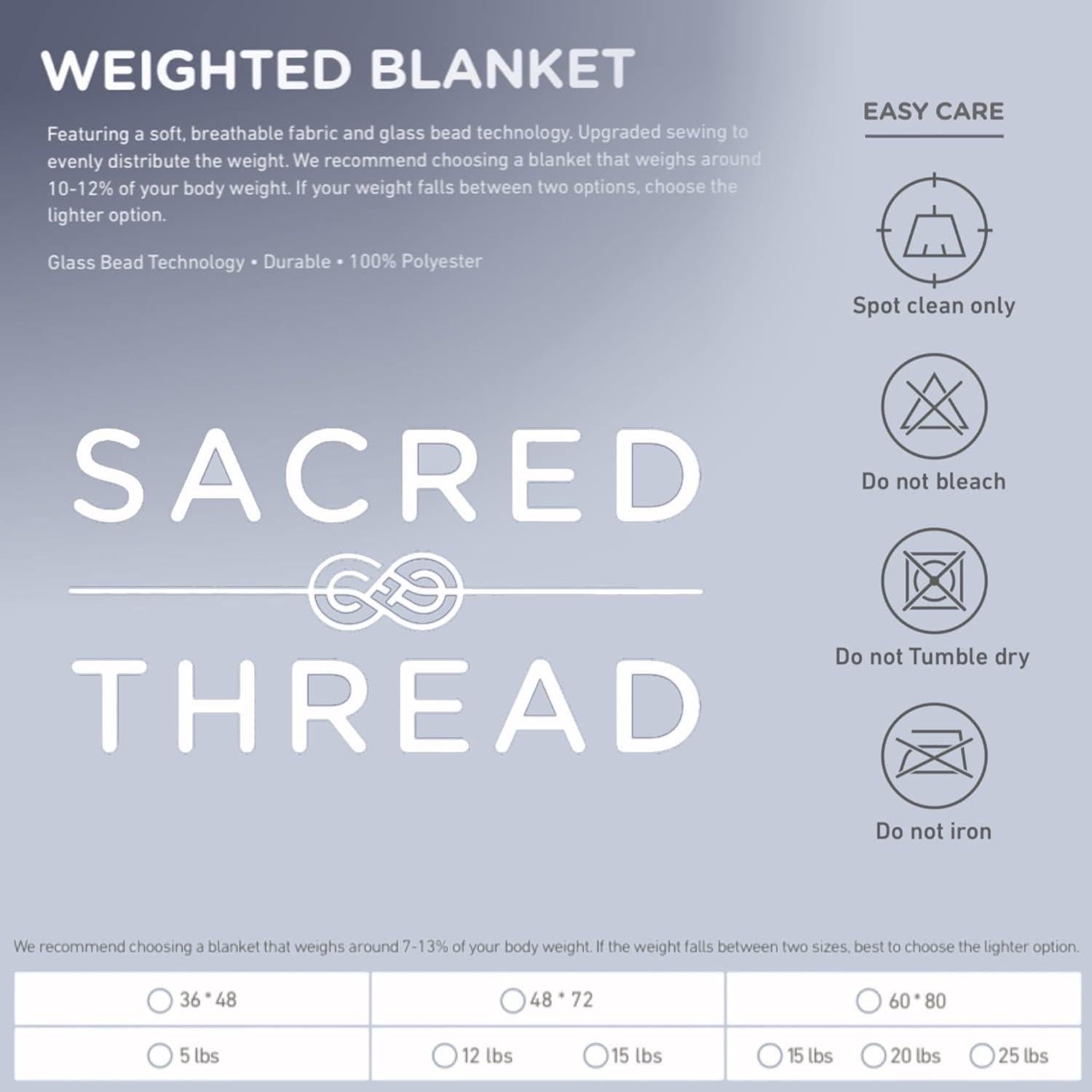 Manta con peso refrescante Sacred Thread 203x152 cm para insomnio