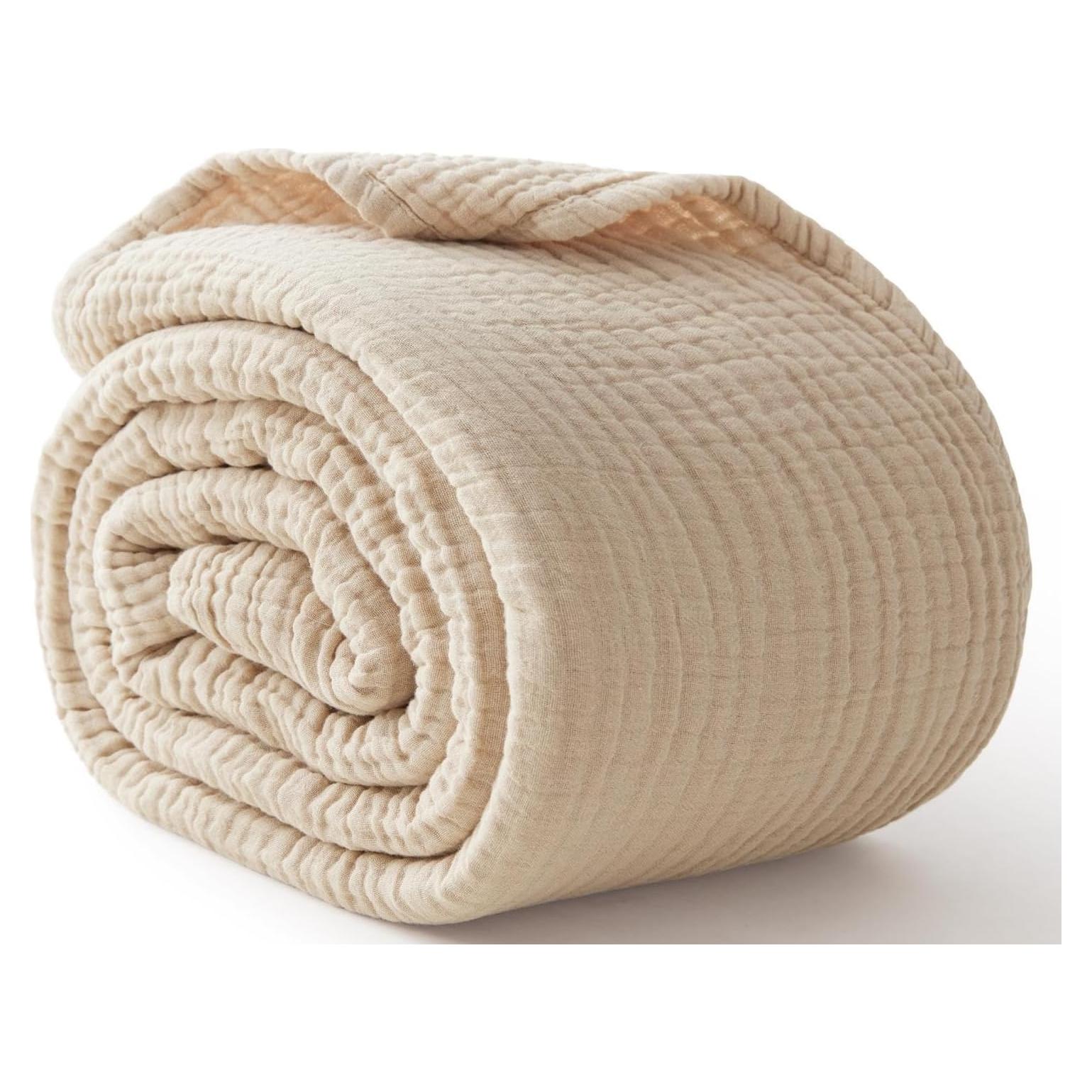 Manta de Muselina 100% Algodón Kozyhvn Grande 127x178cm Beige