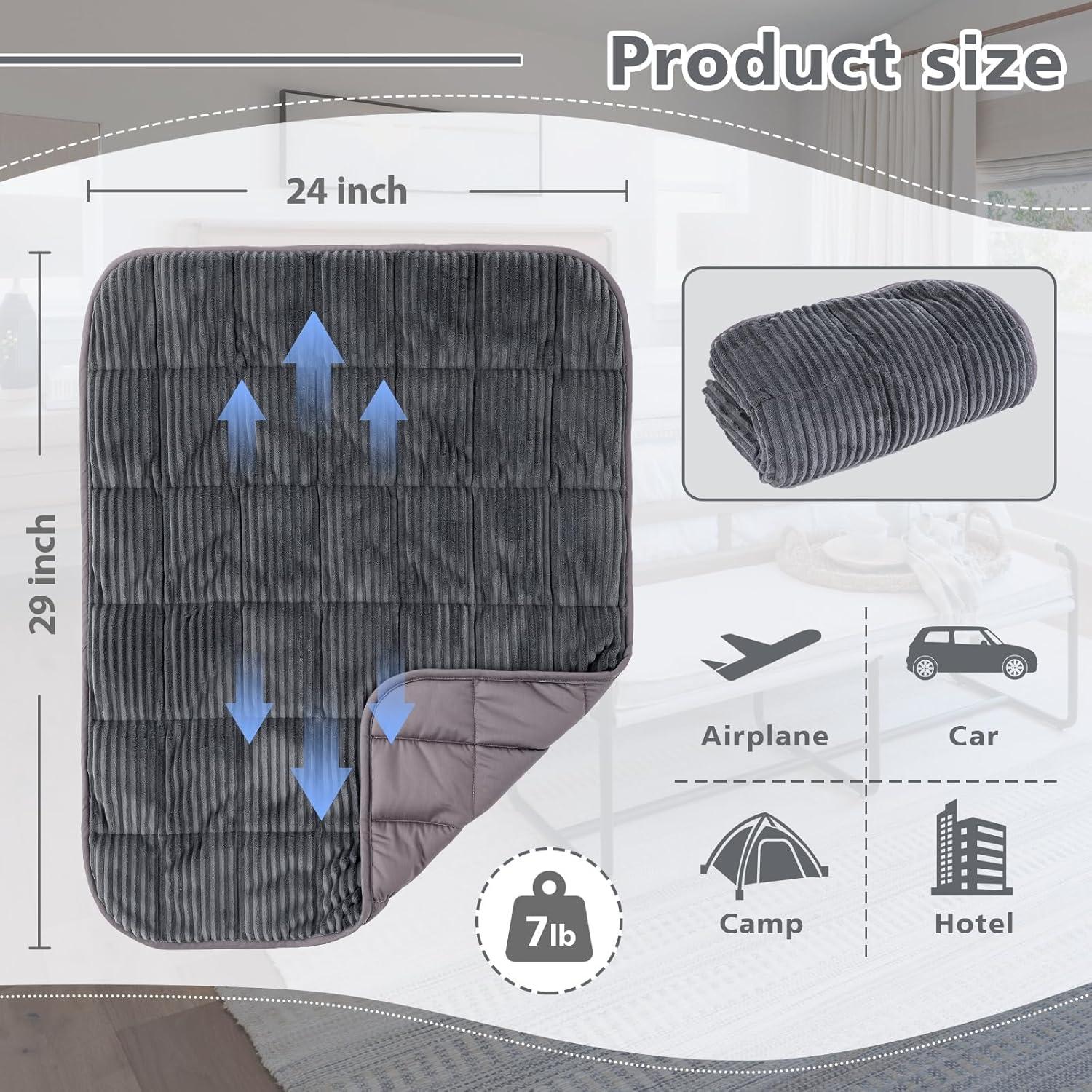 Manta de Rodilla con Peso HunnmingRe 3.39kg 61x74cm Gris