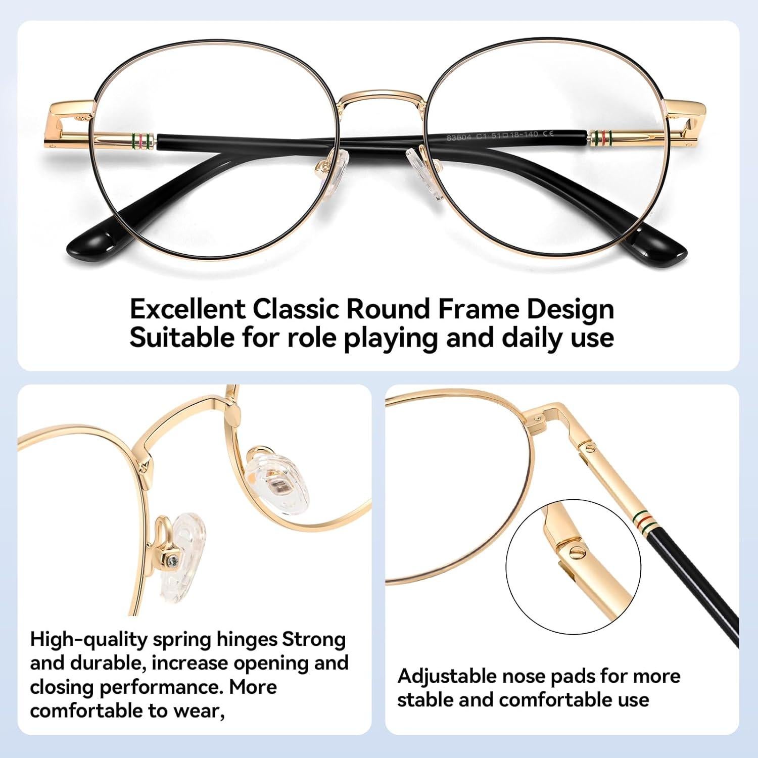 Gafas de bloqueo de luz azul Dollger redondas con marco metal