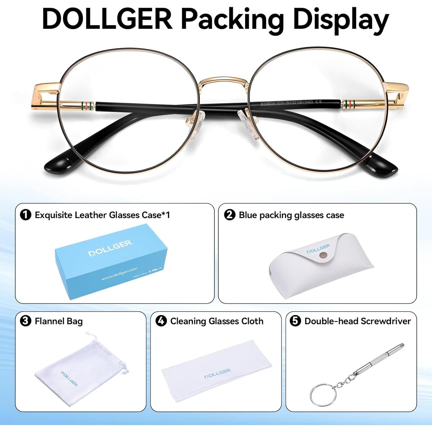 Gafas de bloqueo de luz azul Dollger redondas con marco metal