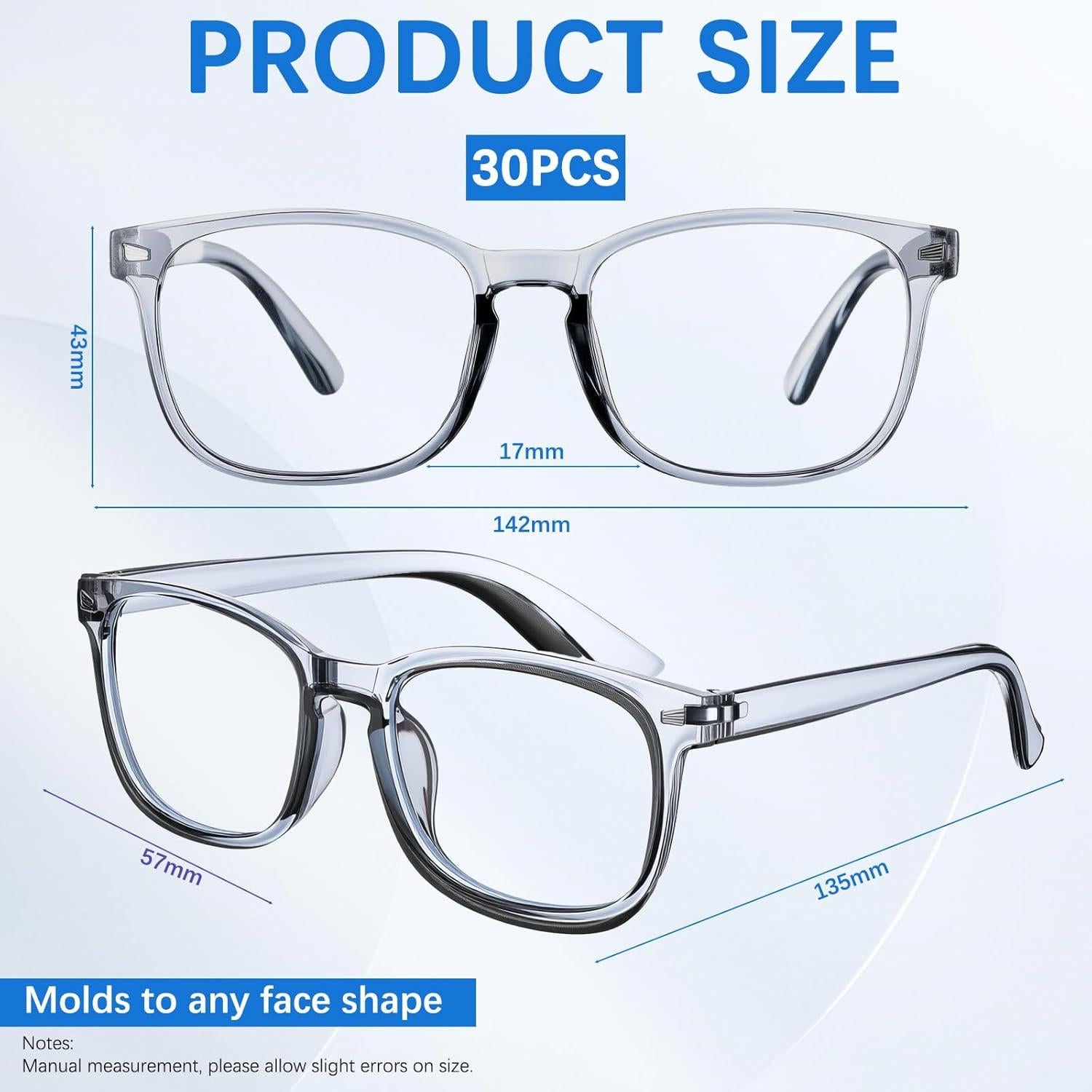 Gafas Bloqueadoras de Luz Azul Kingdder 30 Unidades UV