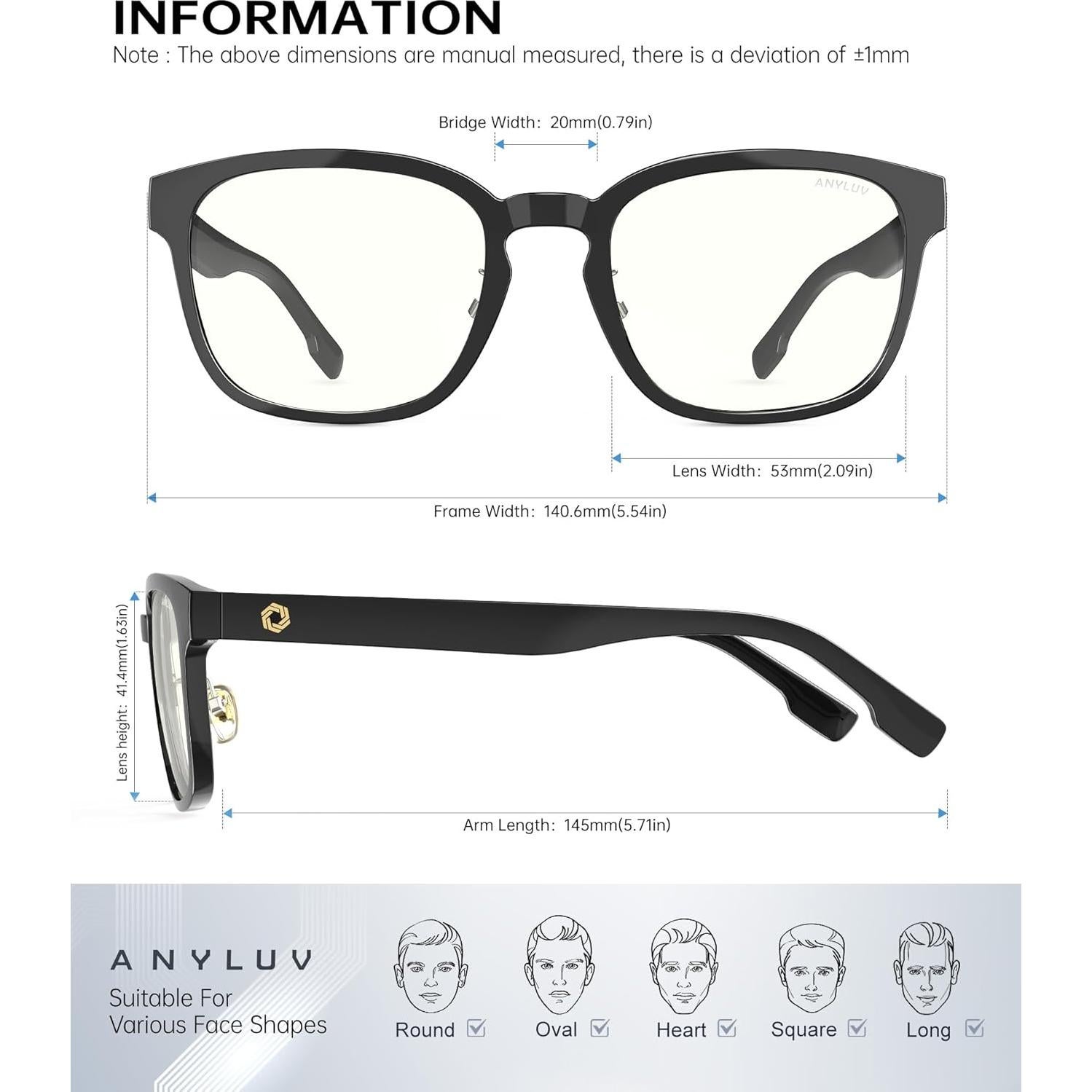 Gafas de Luz Azul ANYLUV 155 para Hombres y Mujeres - Antifatiga