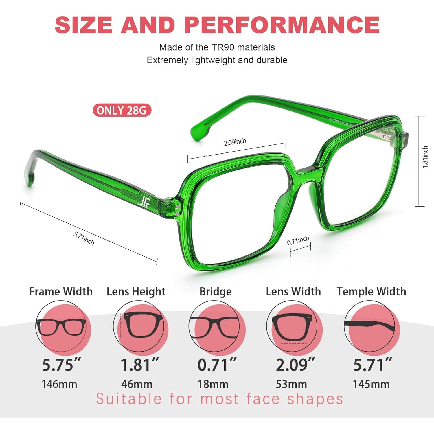 Gafas de Bloqueo de Luz Azul JFXQDR RF6215 Montura Cuadrada