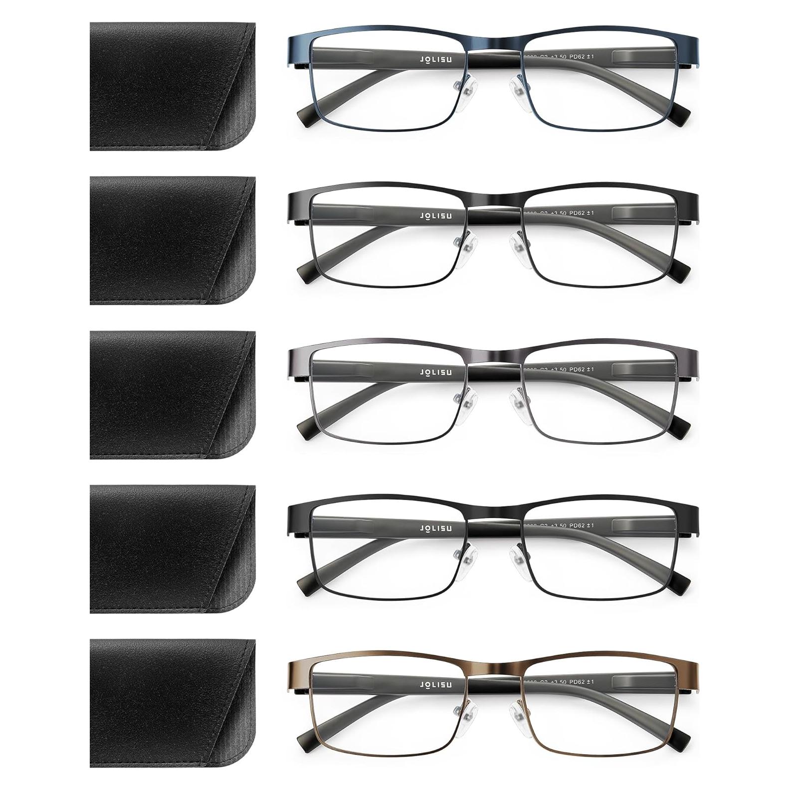 5 Gafas de Lectura Metálicas 2.5x Bloqueo Luz Azul Unisex