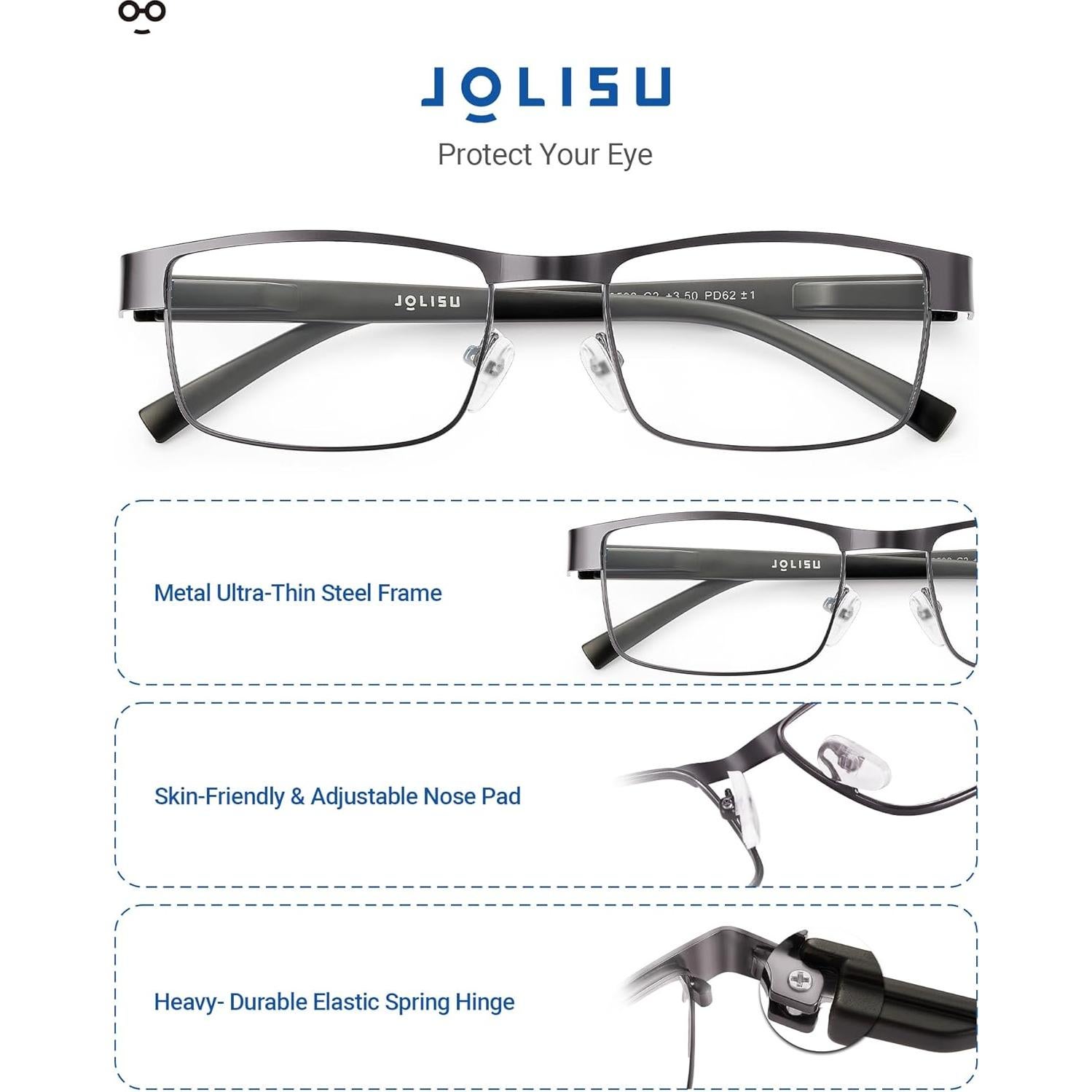 5 Gafas de Lectura Metálicas 2.5x Bloqueo Luz Azul Unisex