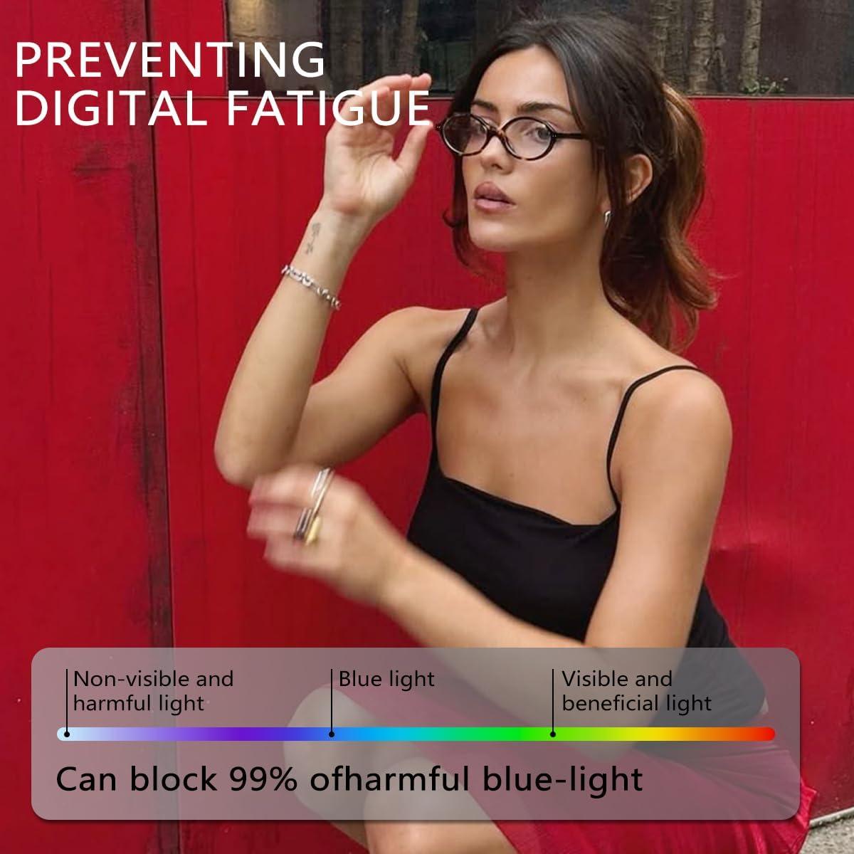 Gafas Ovaladas YDAOWKN Bloqueo Luz Azul Verde Cristal 49mm