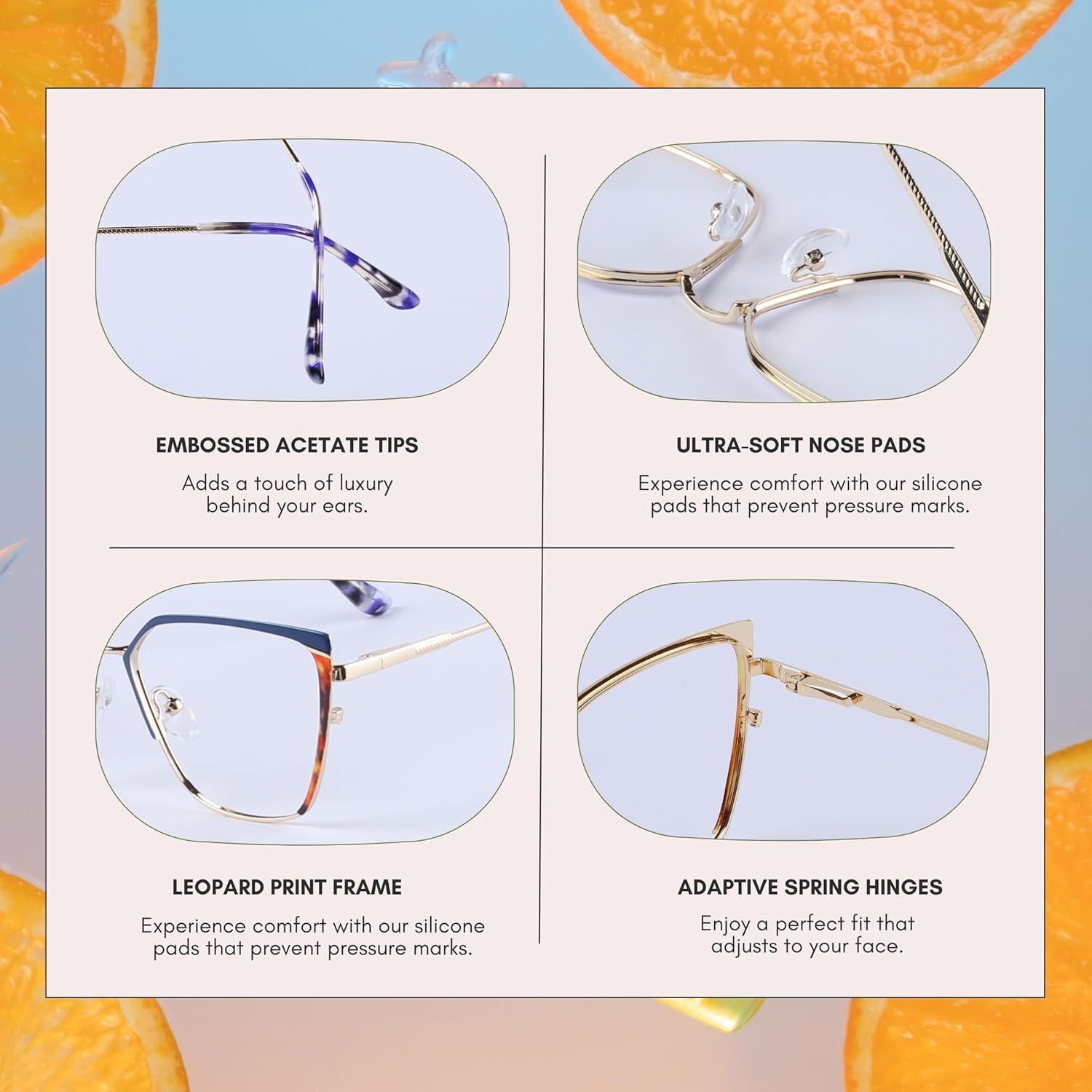 Gafas bloqueadoras de luz azul DOERAYMI para mujeres - Estilo leopardo