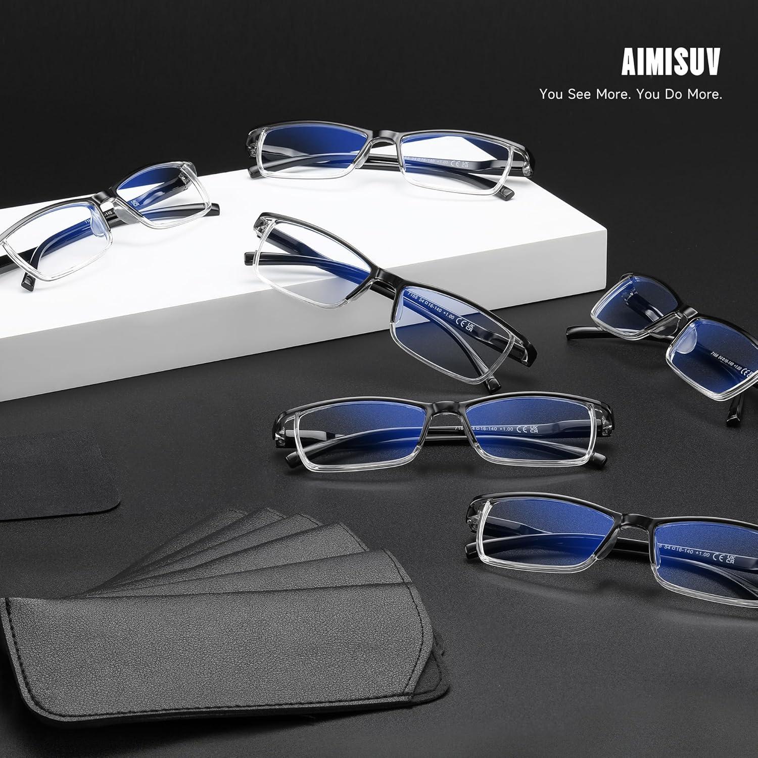 Gafas de Lectura para Hombres con Luz Azul, 1.25x, Negro